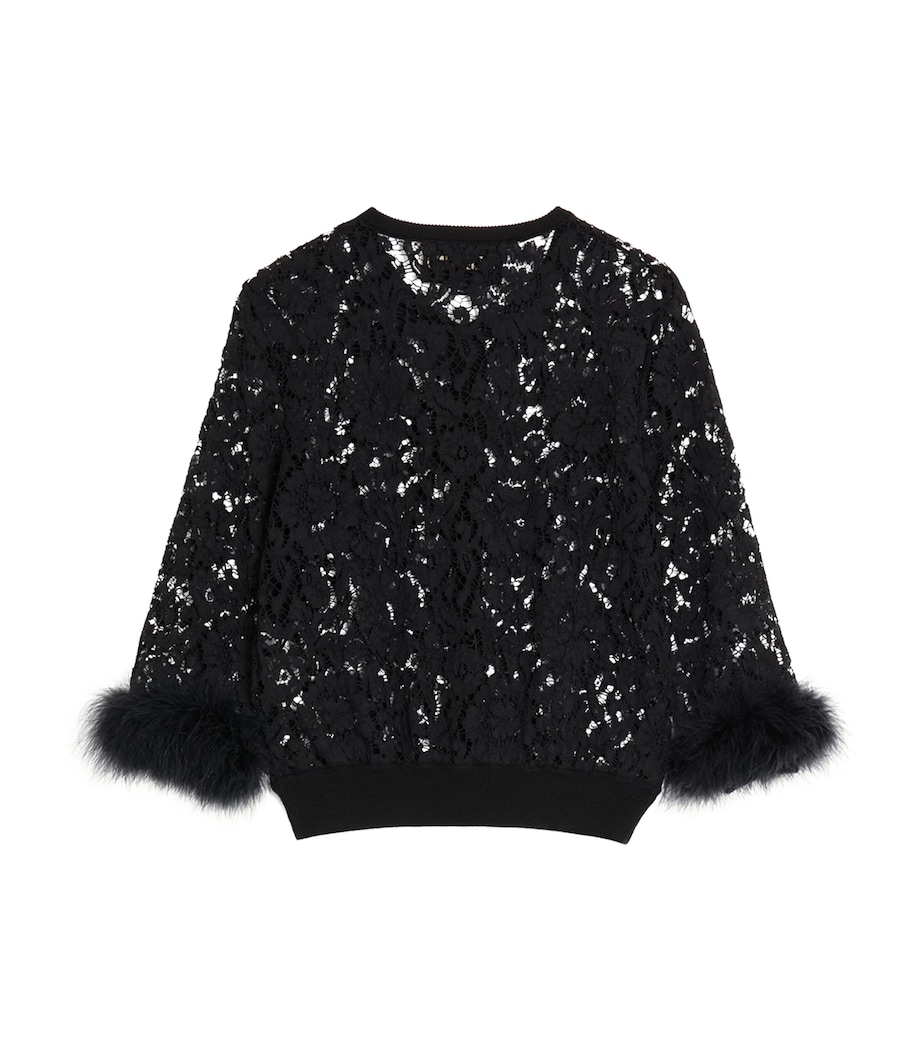 Lace Feather-Trim Cardigan 0NO Image 2