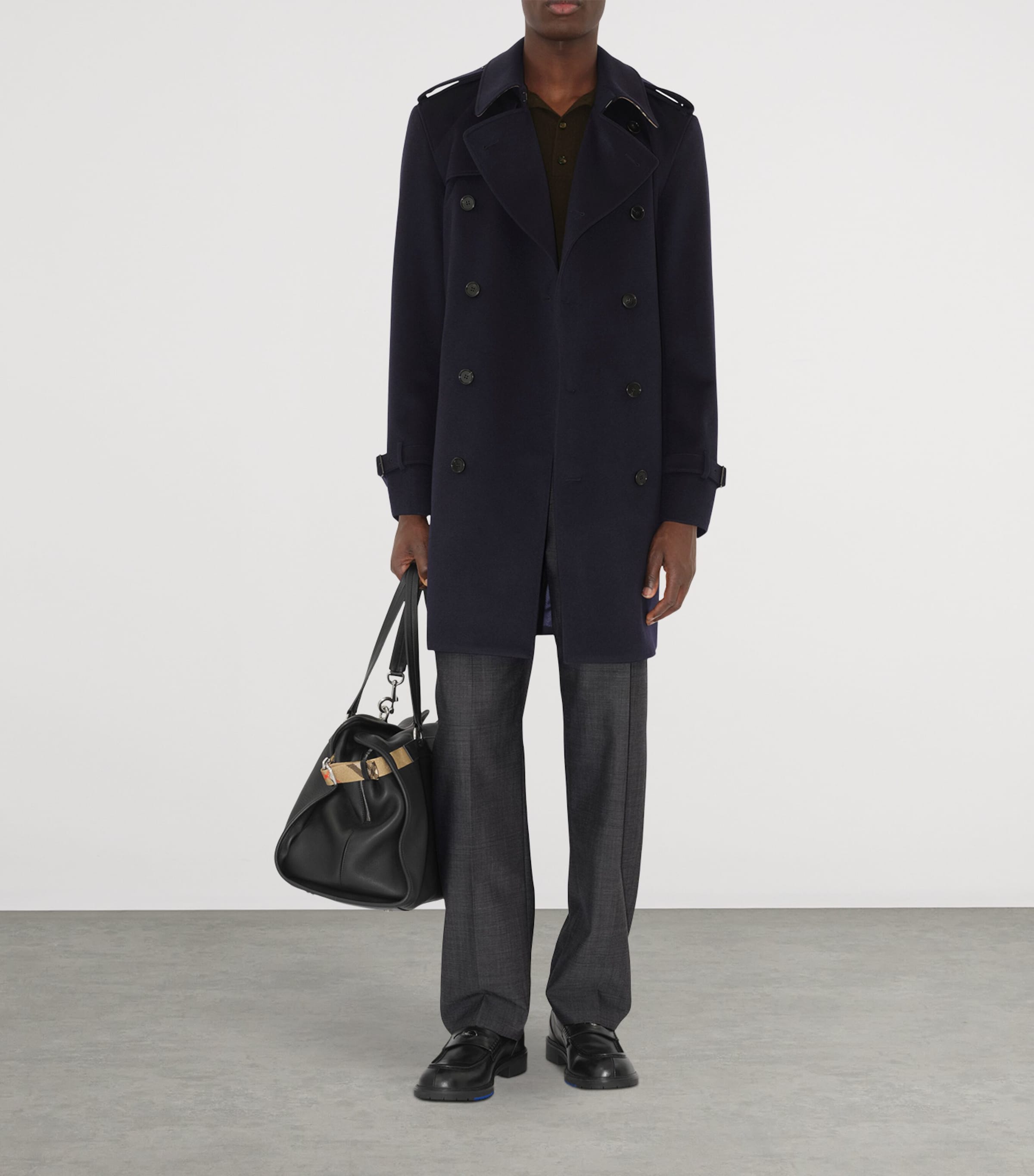 Cashmere Mid-Length Trench Coat NAVY Image 2