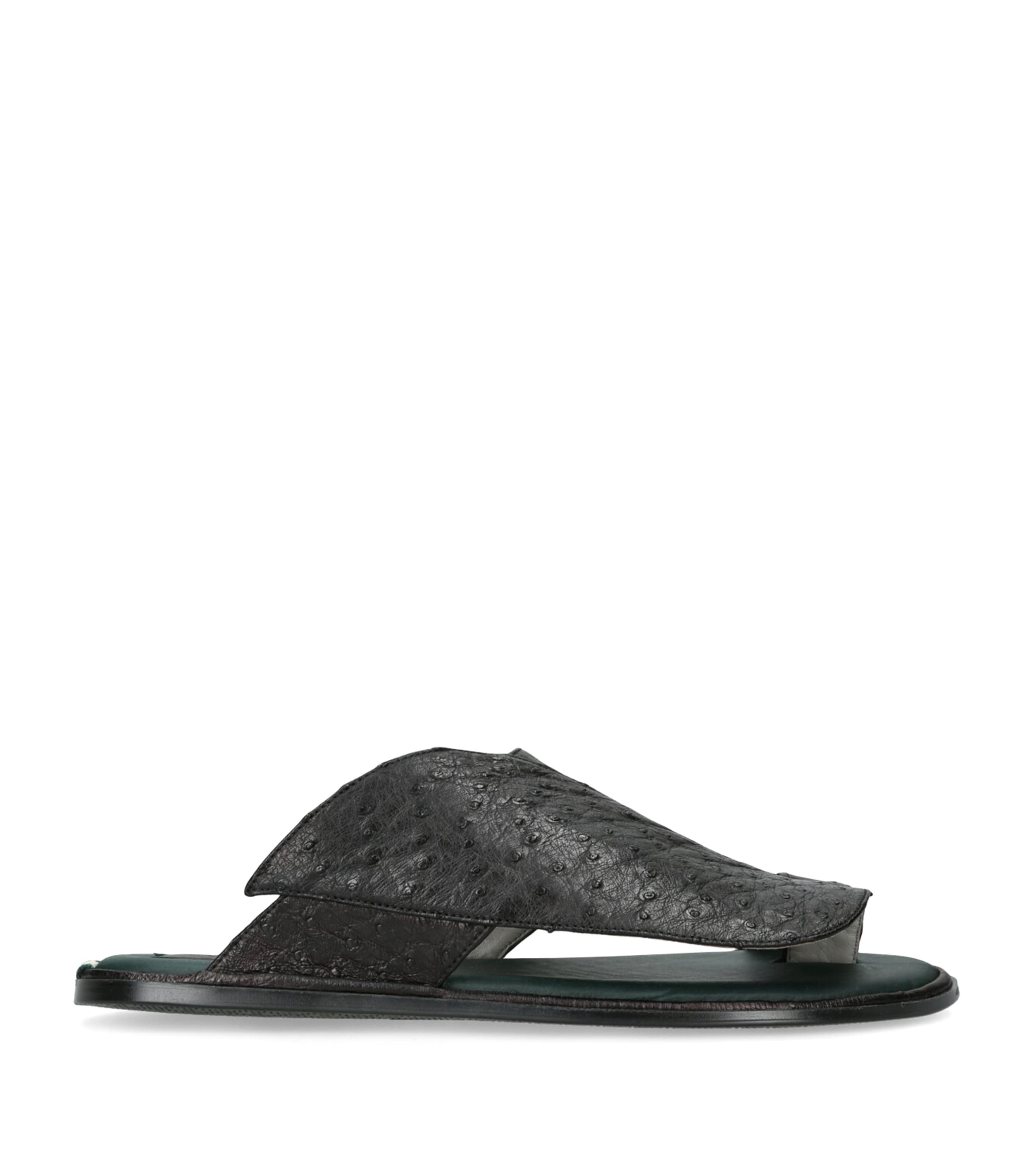 Brotini Lizard Leather Wave Sandals In Black