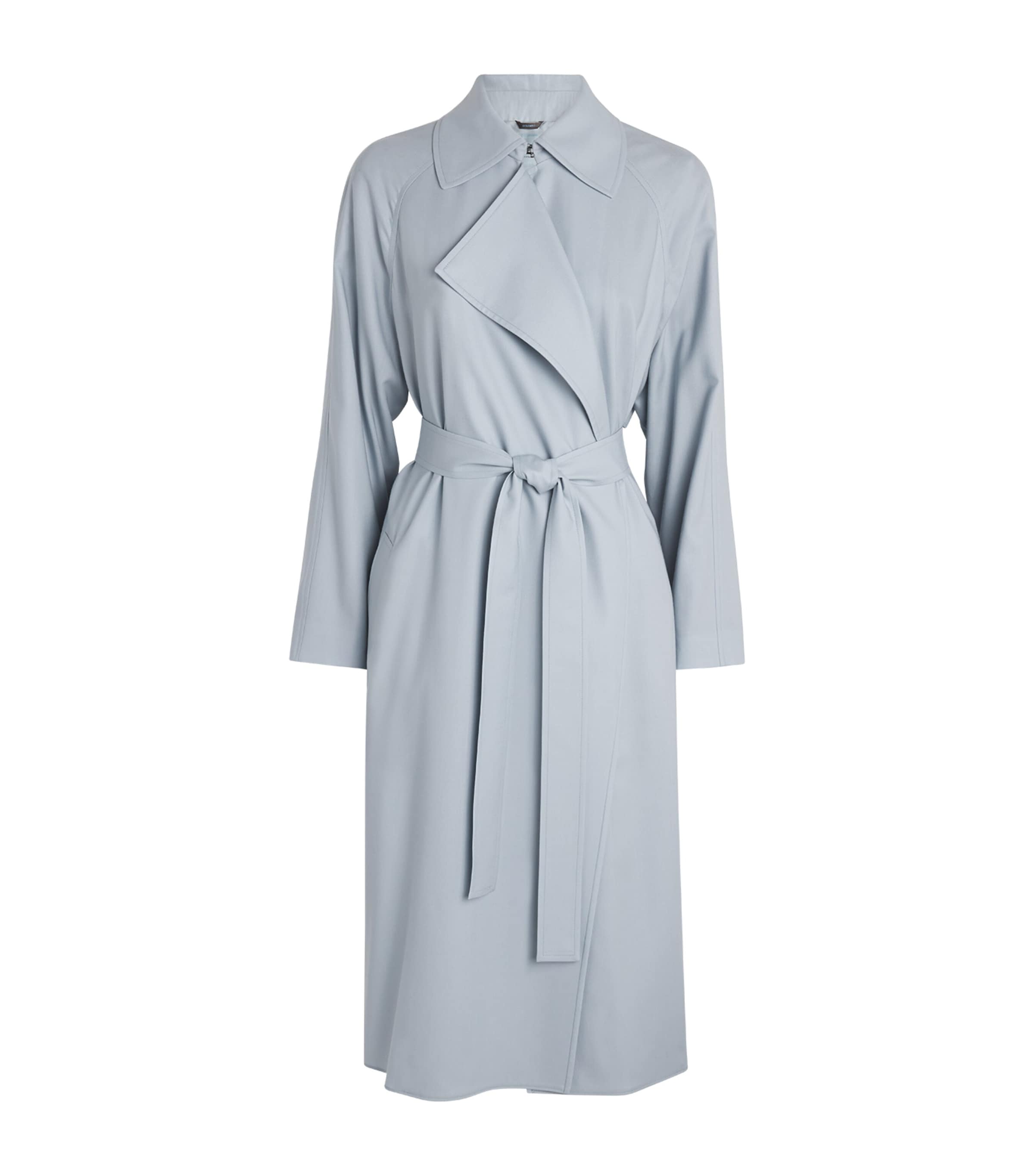 Colombo Kid Cashmere Belted Trench Coat In Blue