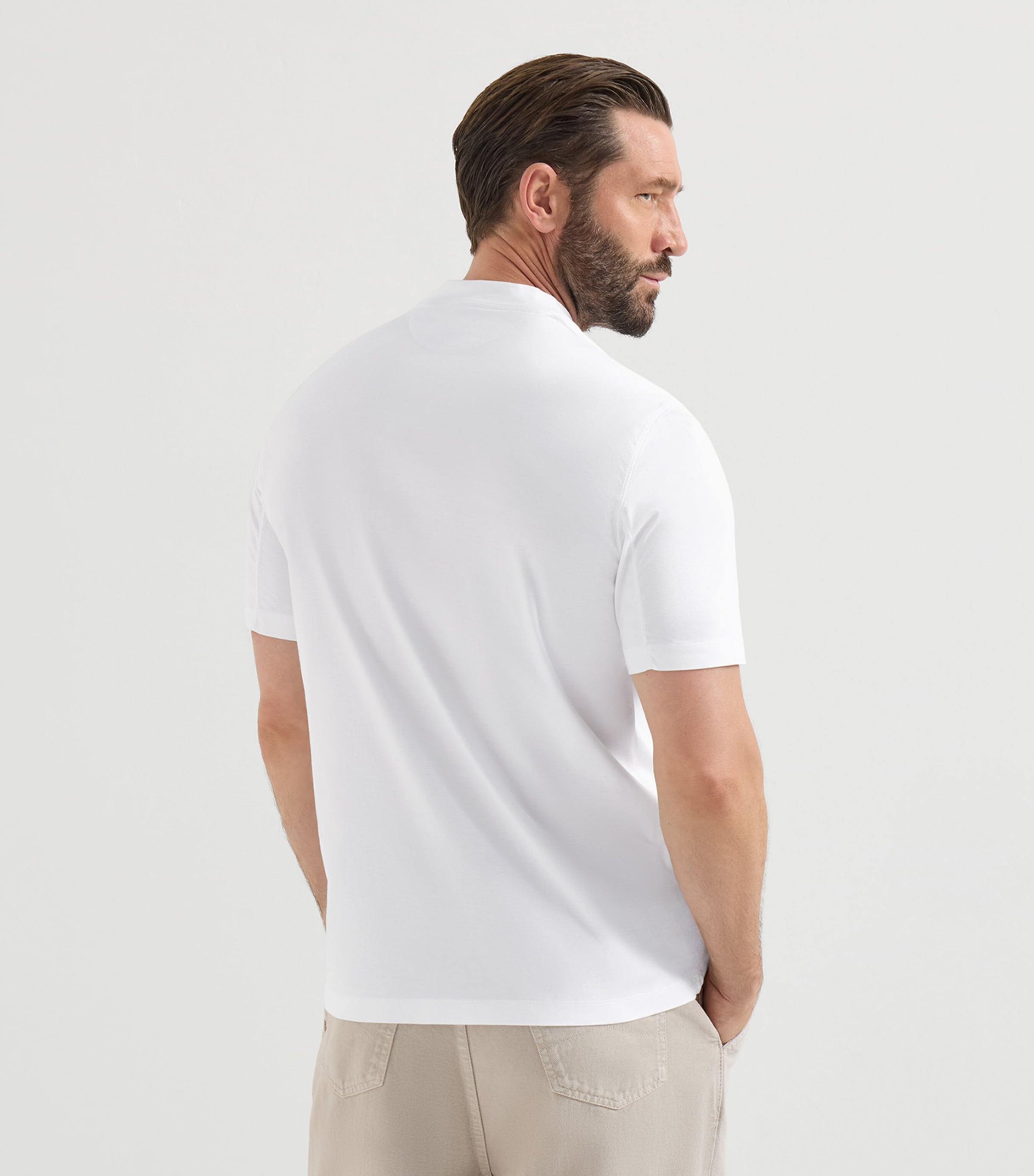 Brunello Cucinelli Mens Cotton V-Neck T-Shirt White Image 5