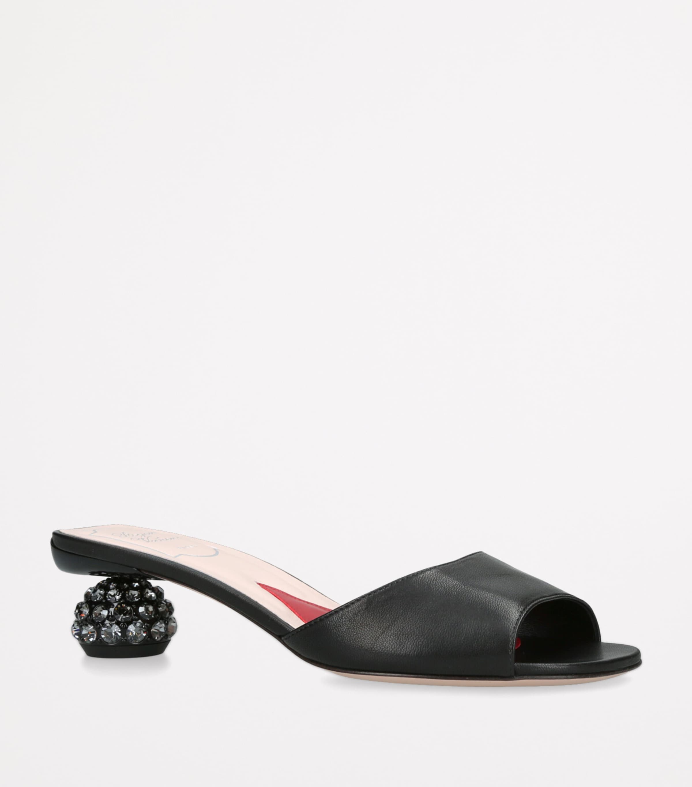 Roger Vivier Leather  Crystal-Embellished Strass Mules Black Image 3