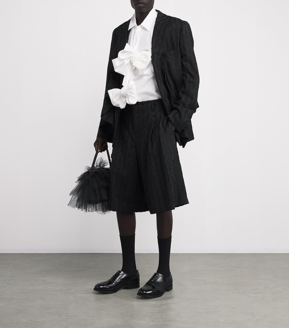 Comme Des Garçons Homme Plus Mens Wool Embellished Wide-Leg Shorts Black Image 2