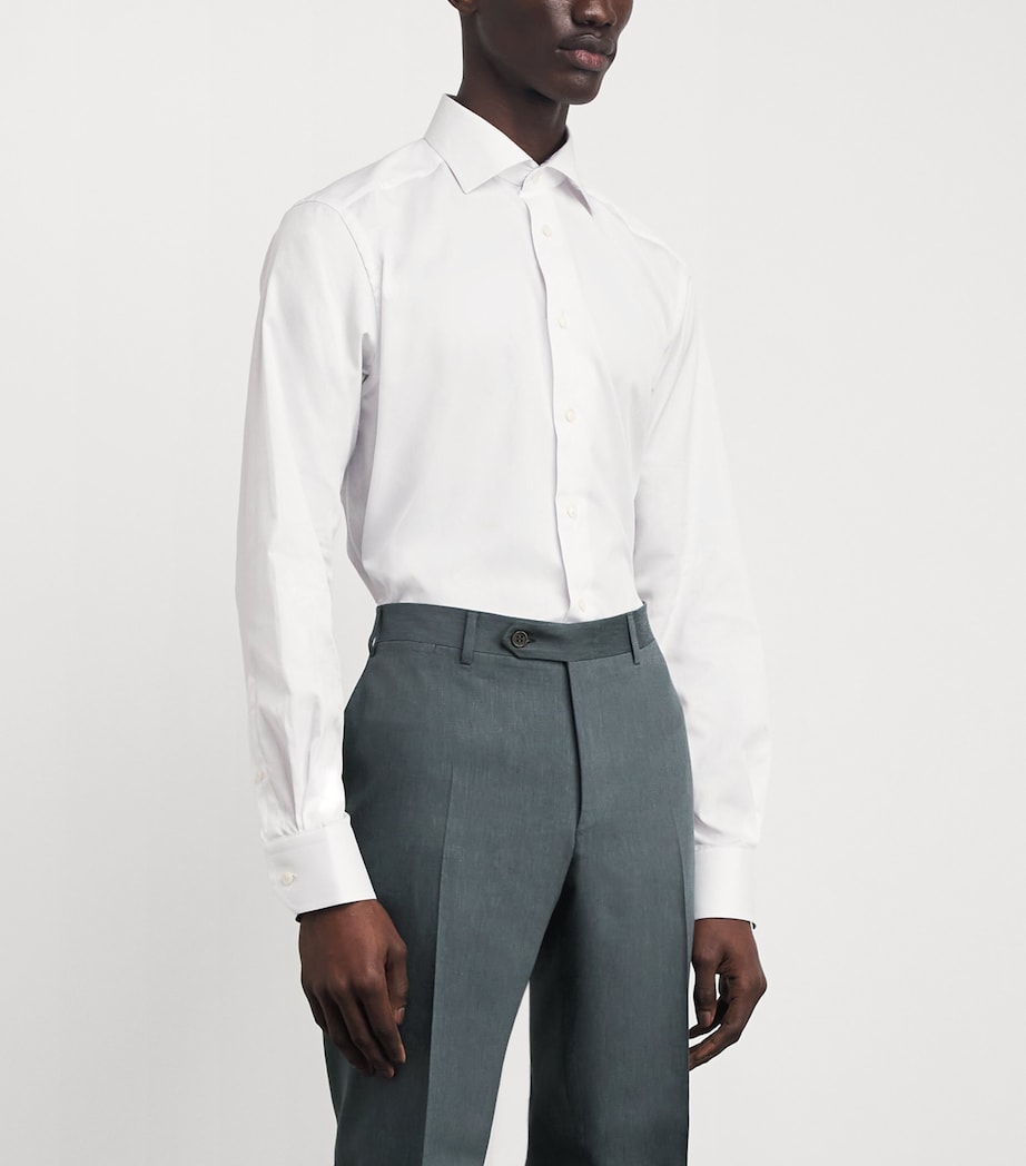 Signature Twill Floral-Trim Shirt WHITE FLOR Image 3