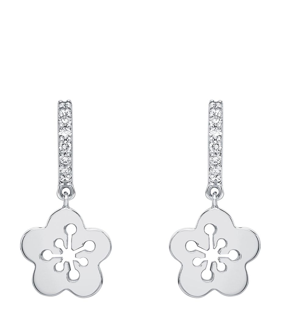 White Gold and Diamonds Mini Blossom Drop Earrings SILVER Image 1