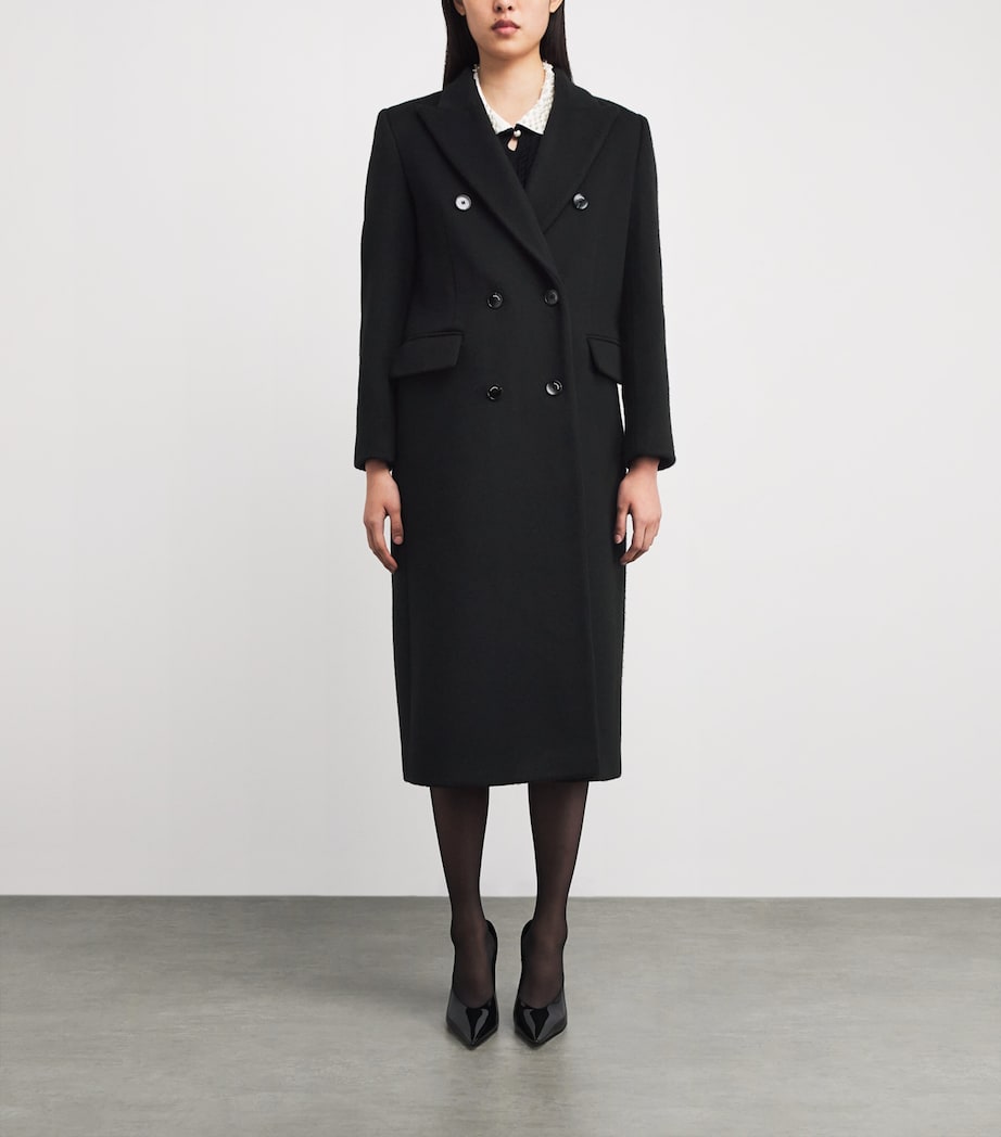 Wool Double-Breasted Overcoat BLACK Image 3