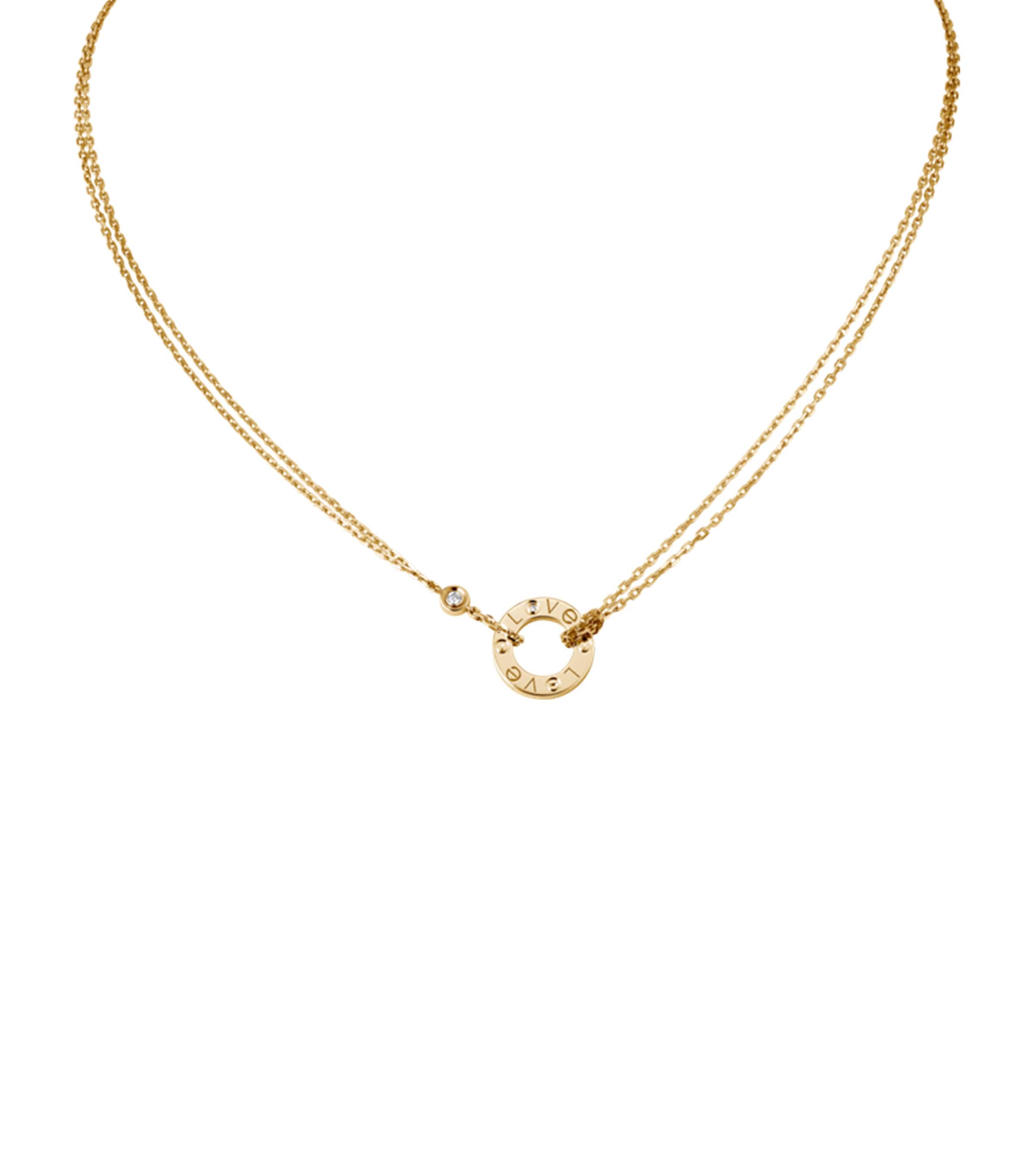 Cartier Yellow Gold and Diamond LOVE Double Chain Necklace Yellow Gold Image 6
