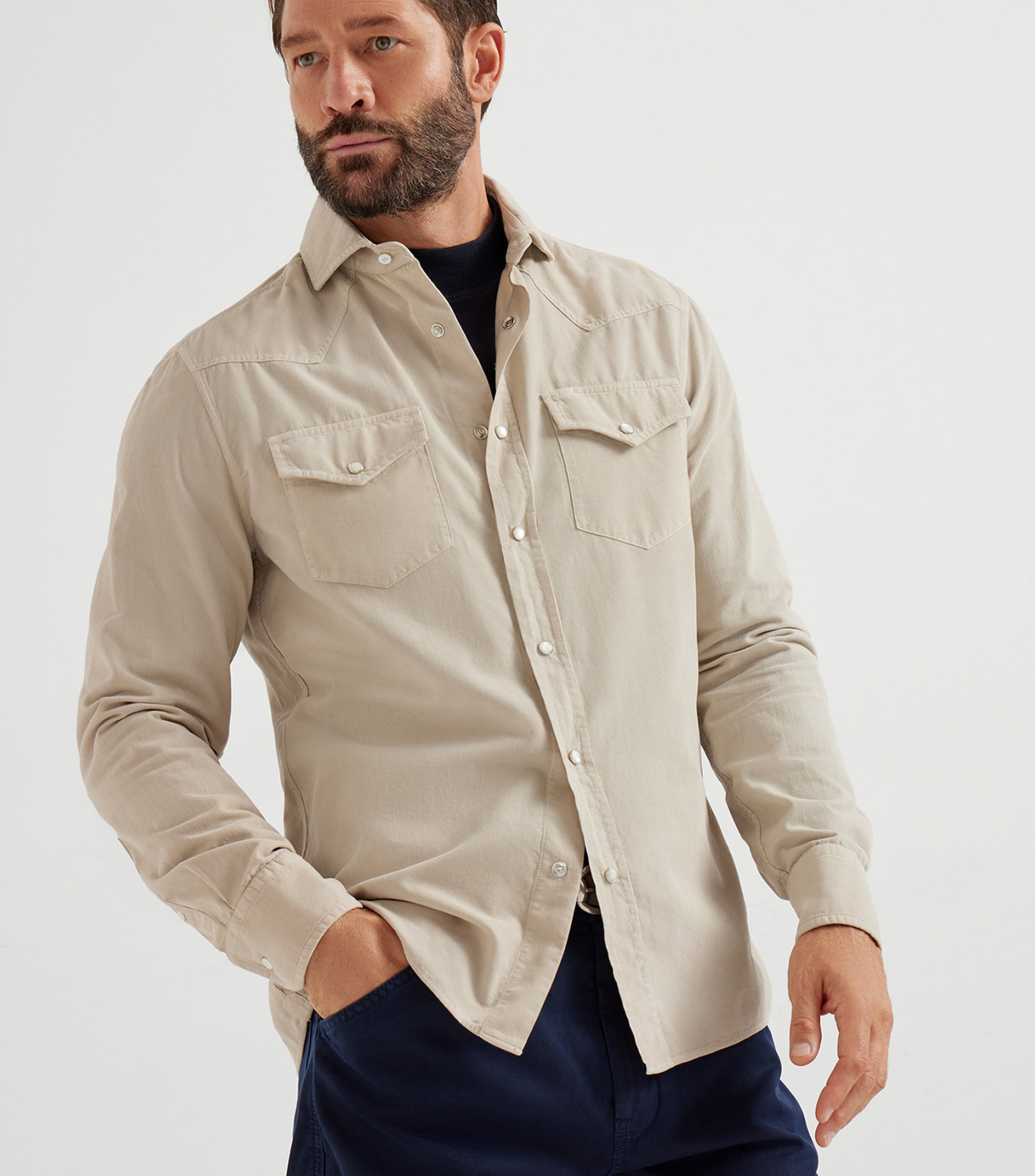 トップス BRUNELLO CUCINELLI Cotton Shirts SLIM BRUNELLO CUCINELLI Slim-Fit Camp-Collar Ribbed Cotton Shirt