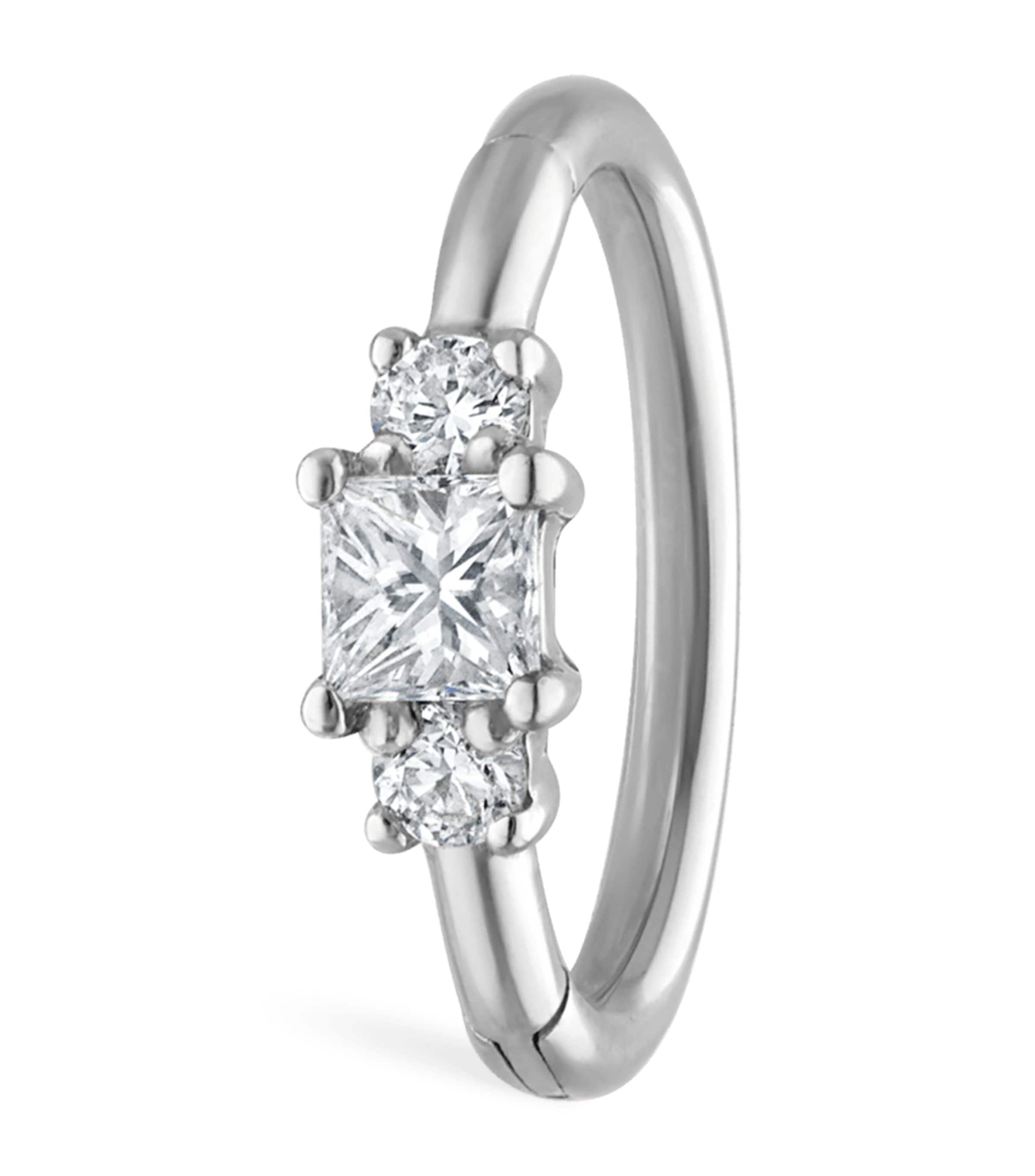 Maria Tash White Gold Diamond Princess Hoop Earring