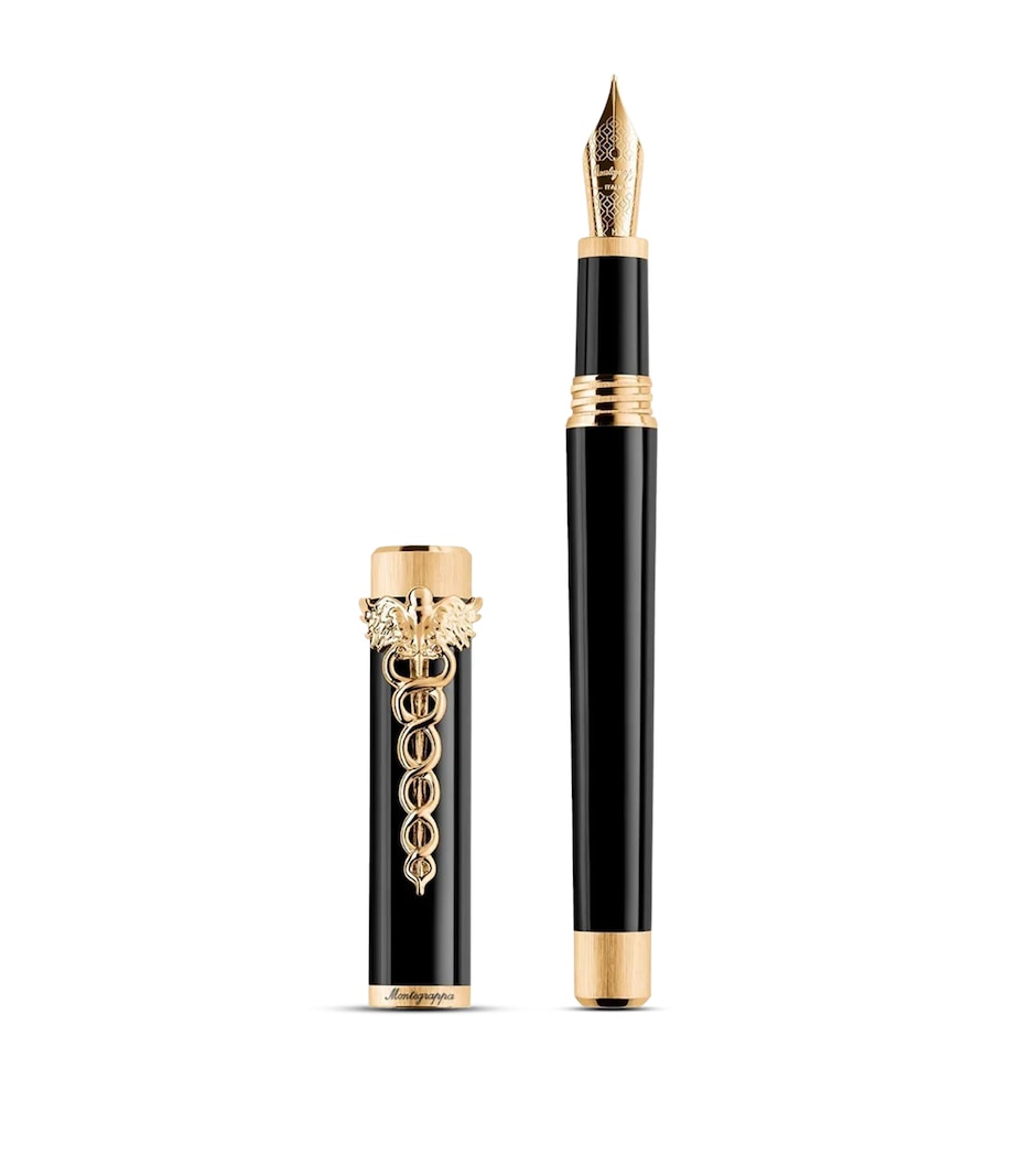 Montegrappa Zero Caduceus Fountain Pen Black/yellow Gold Image 1
