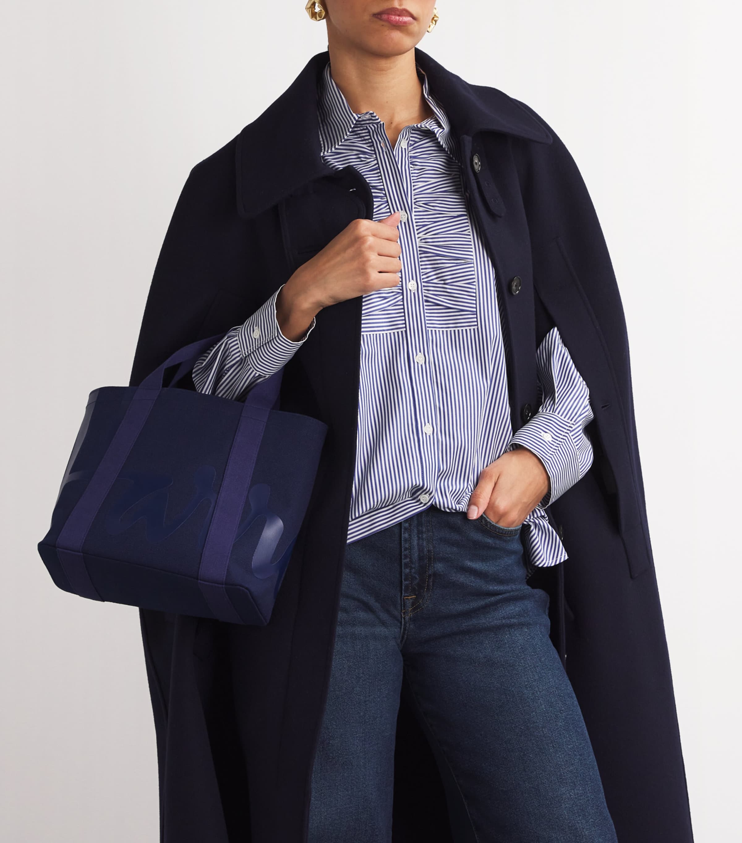 Mini Cotton Logo Tote Bag NAVY Image 5