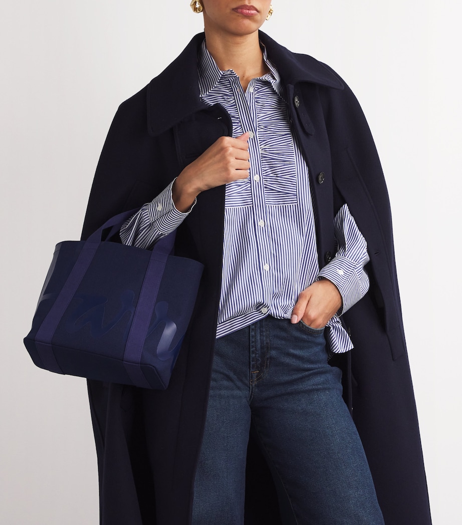 Mini Cotton Logo Tote Bag NAVY Image 5