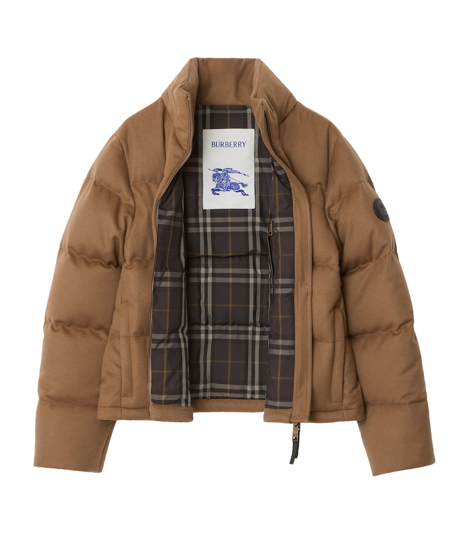 Burberry Womens Cashmere Puffer Jacket Camel Image 3