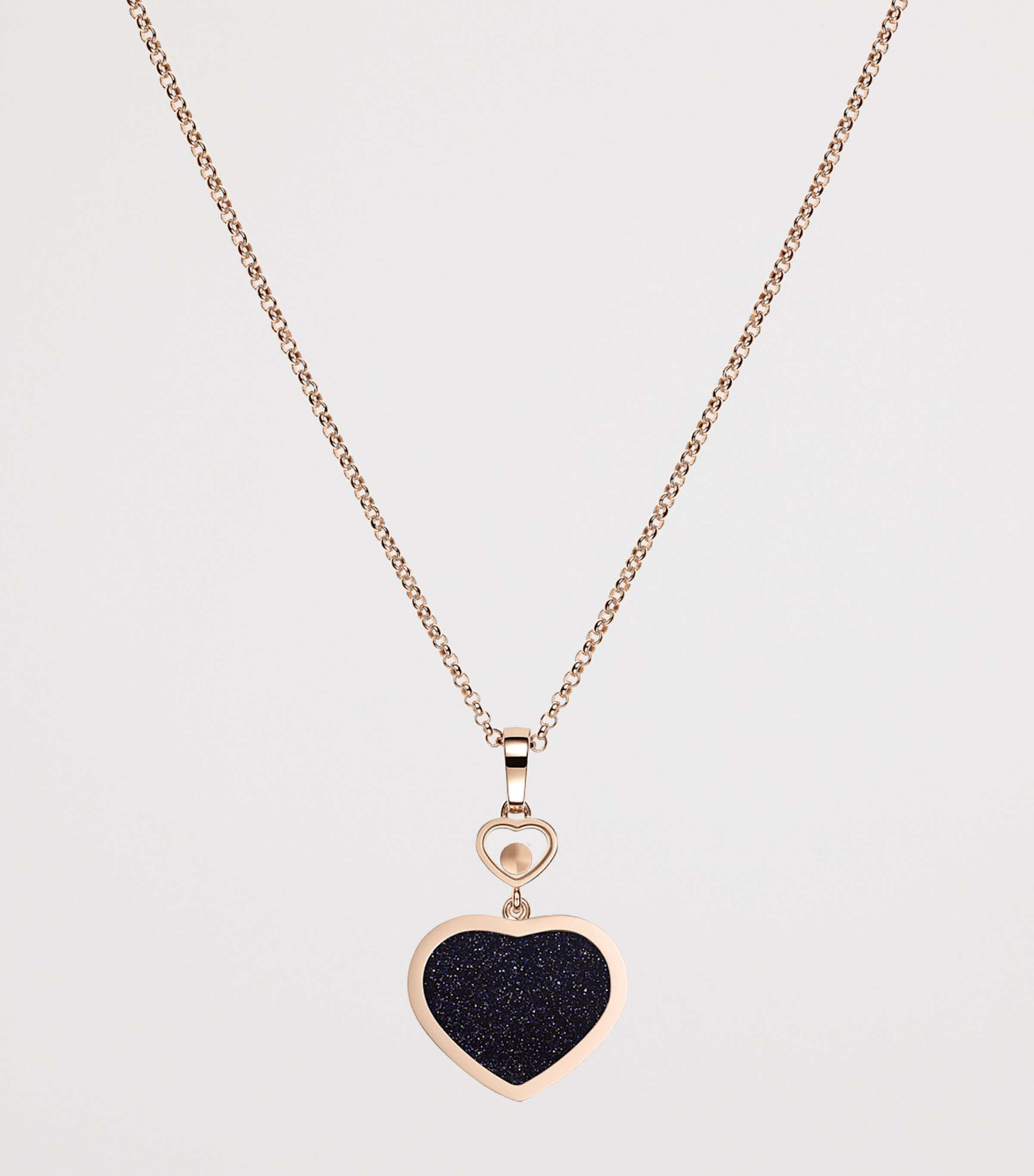 Rose Gold, Diamond and Aventurine Happy Hearts Pendant Necklace 18K ROSE GOLD Image 3