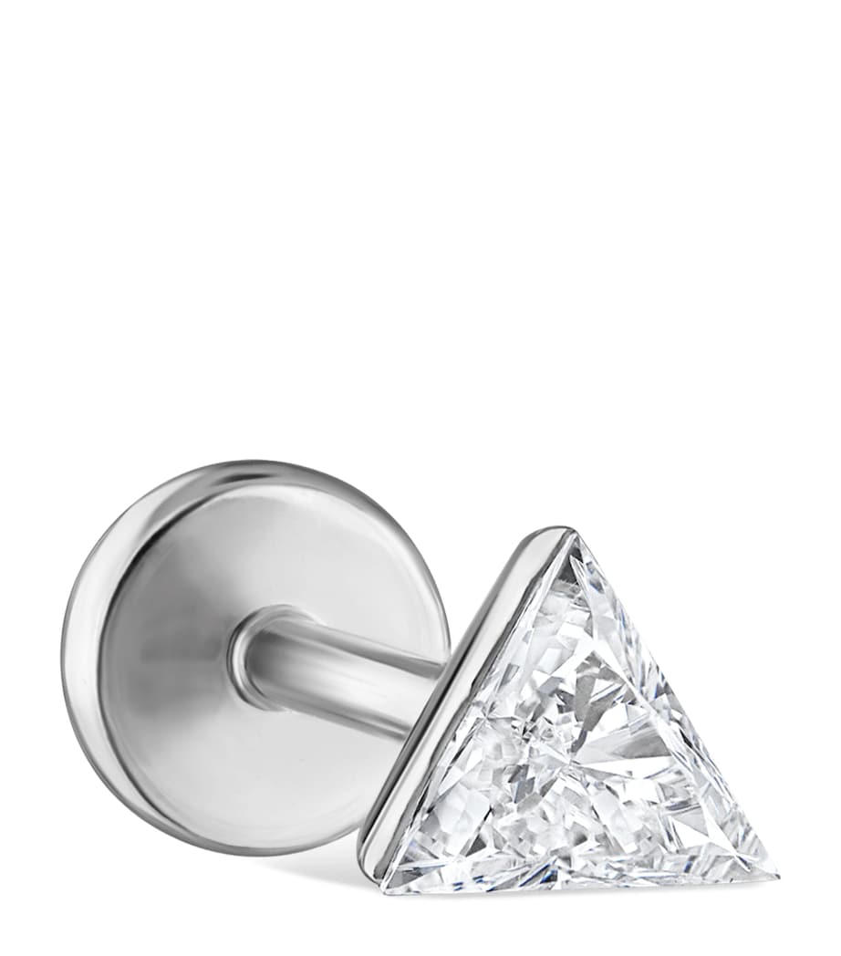 White Gold Invisible Set Triangle Diamond Threaded Stud Earring (4mm) WHITE GOLD Image 1