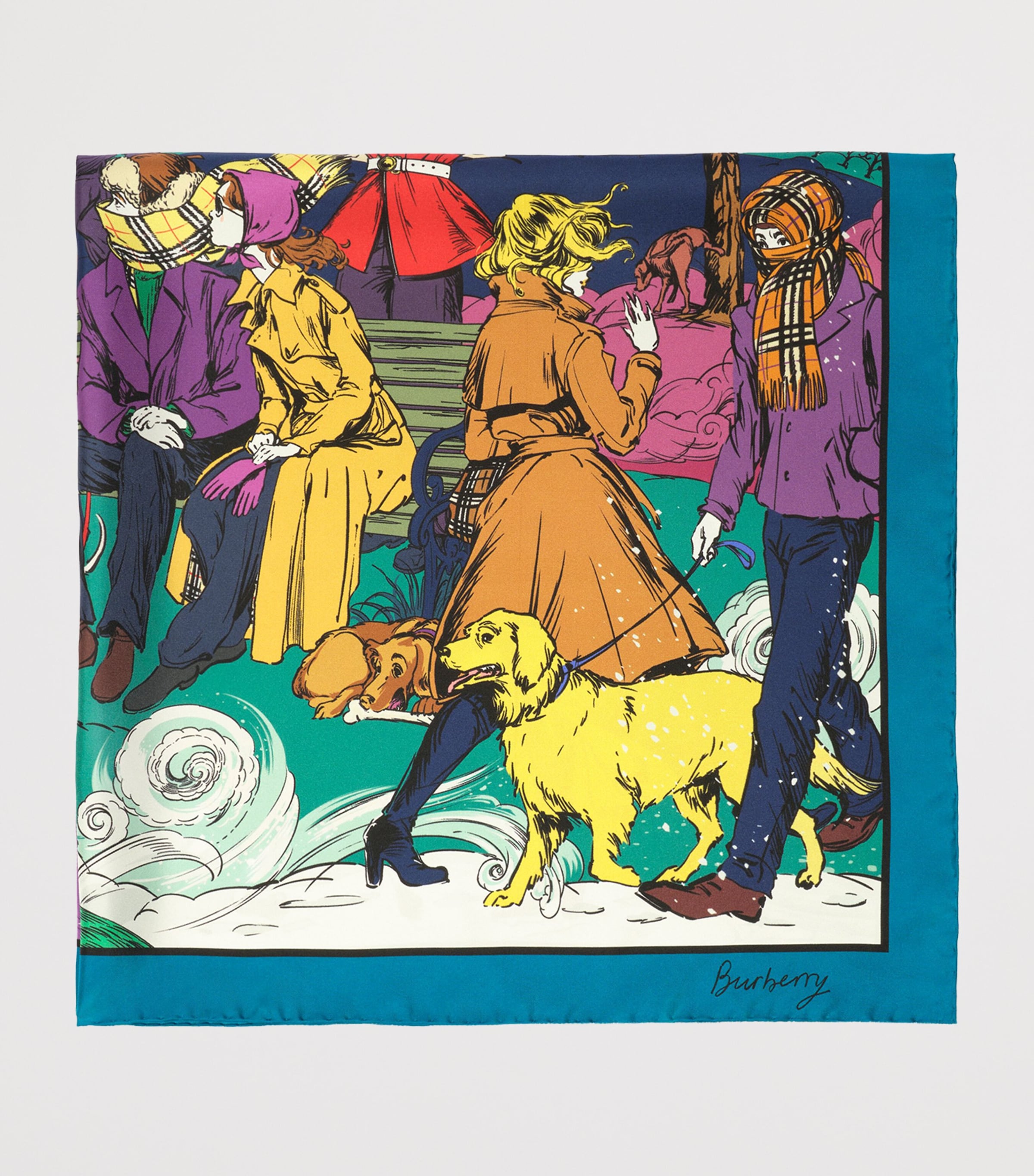 Burberry Silk London Park Scarf Bright Teal Image 4
