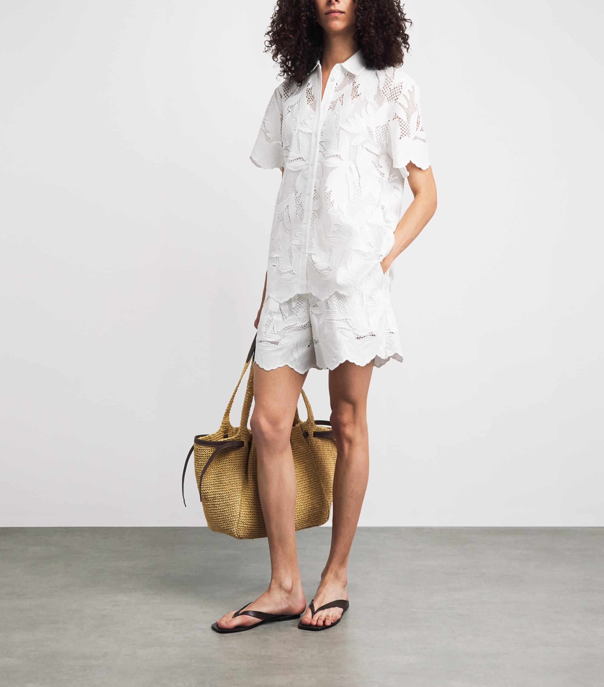 Erdem Womens Crochet Cutwork Short-Sleeve Shirt Ivory Image 2