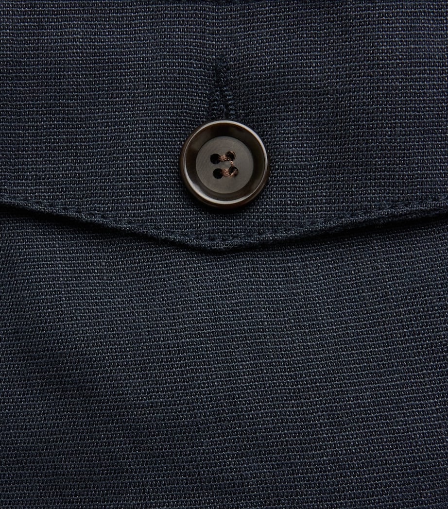 Oliver Spencer Mens Oxford Pleated Drawstring Trousers Navy Image 6