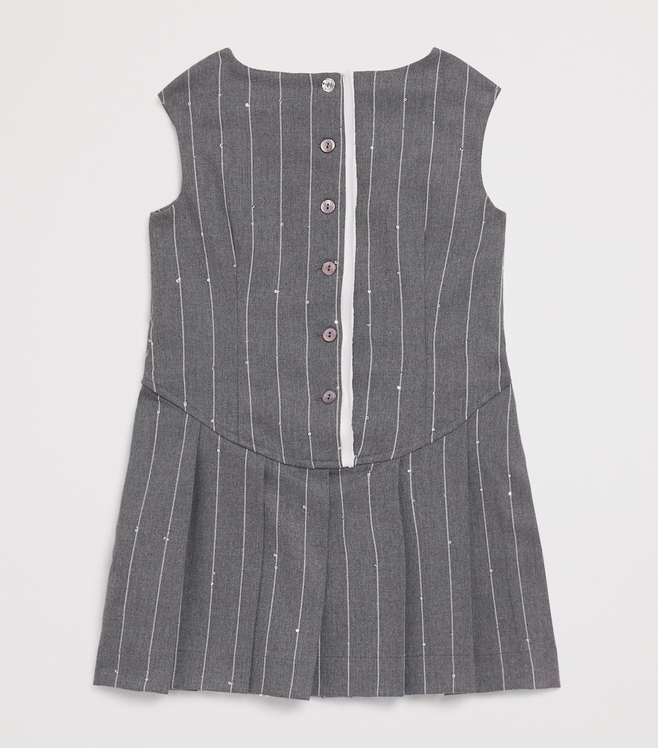 Monnalisa Pinstripe Levantina Dress (4-14 Years) Grigio Medio Image 2