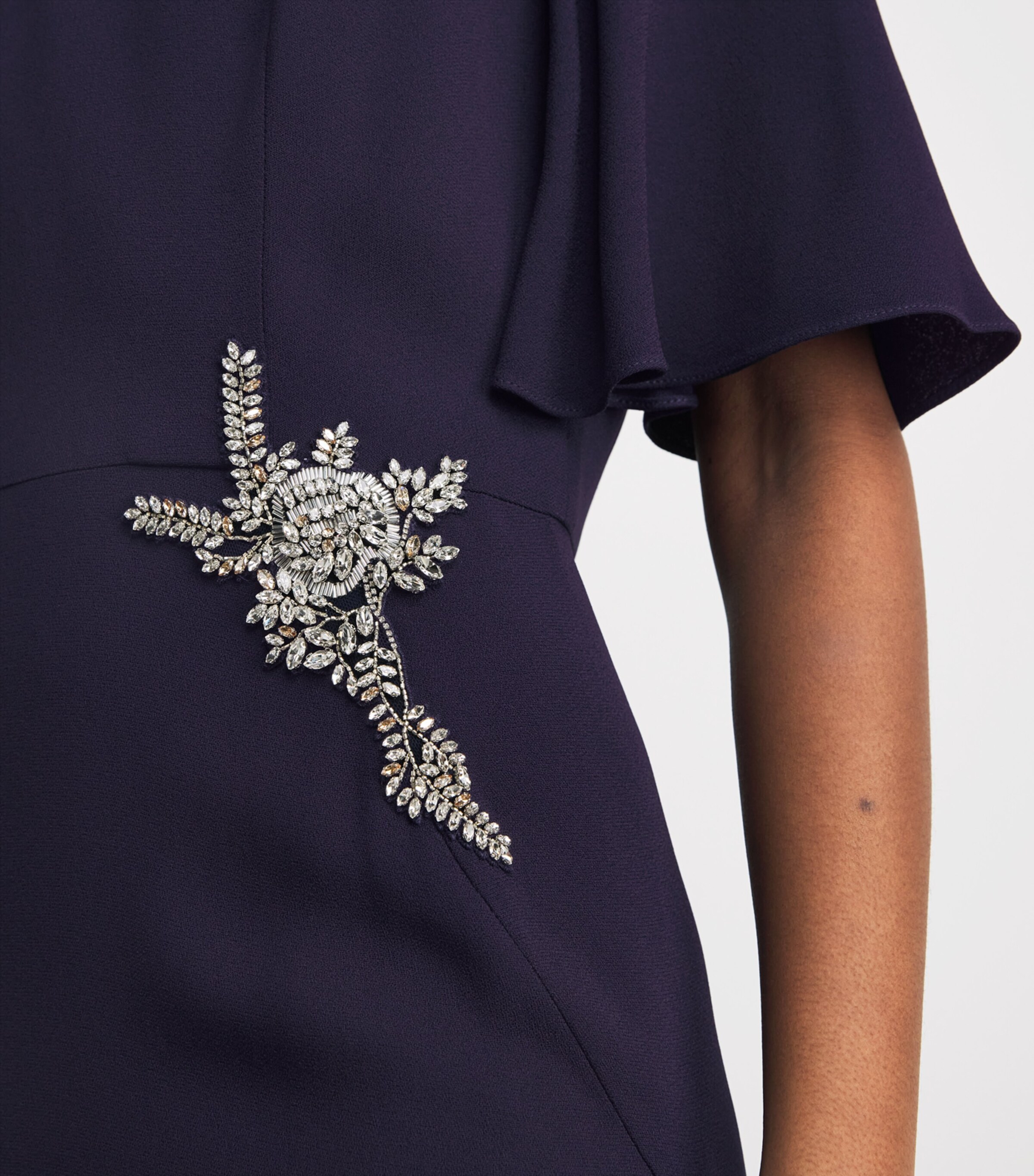 Erdem Womens Crystal-Embellished Midi Tunic Dress Midnight Image 3