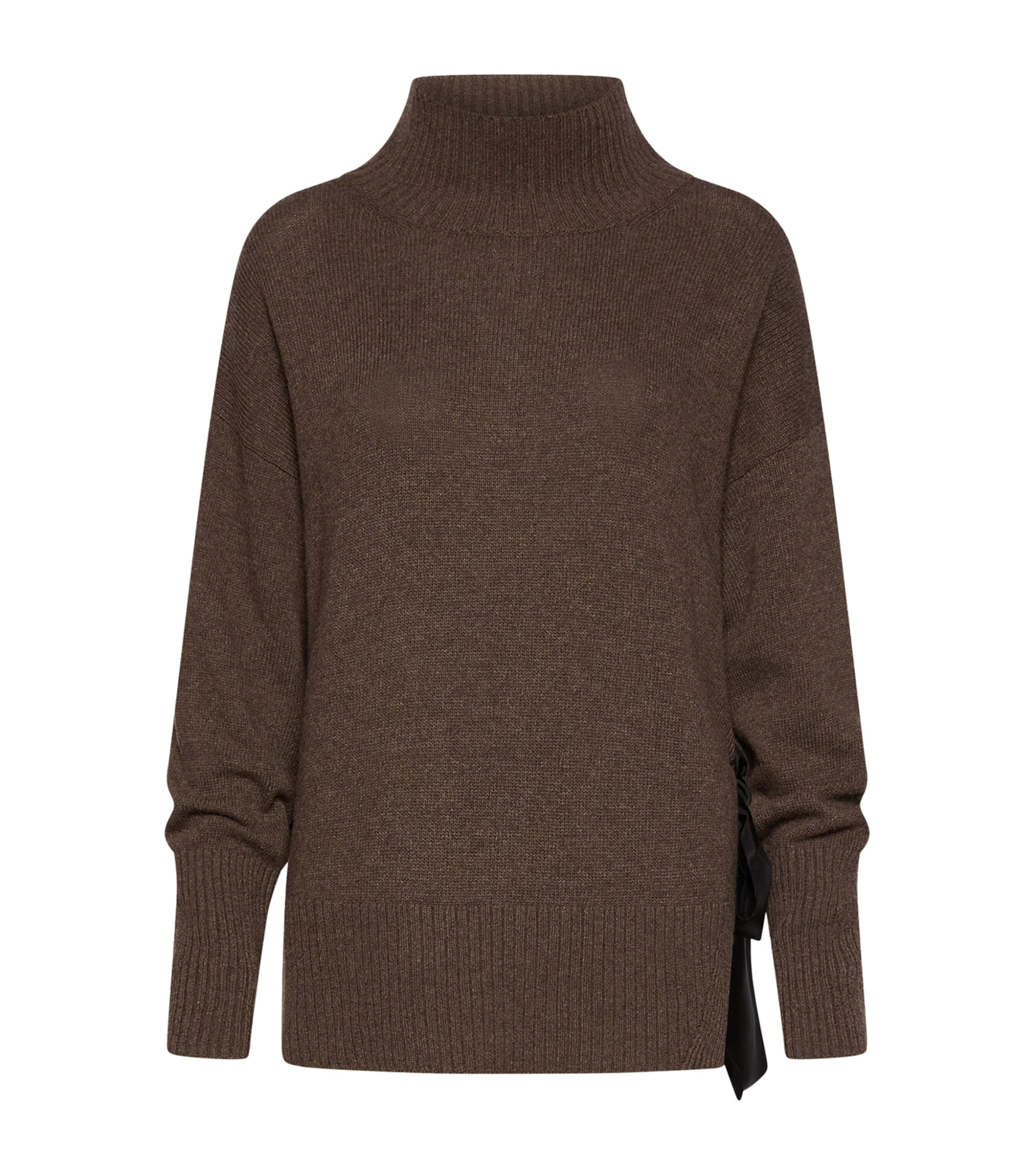 Marella Womens Lace-Detail Sweater Dark Bown Image 1