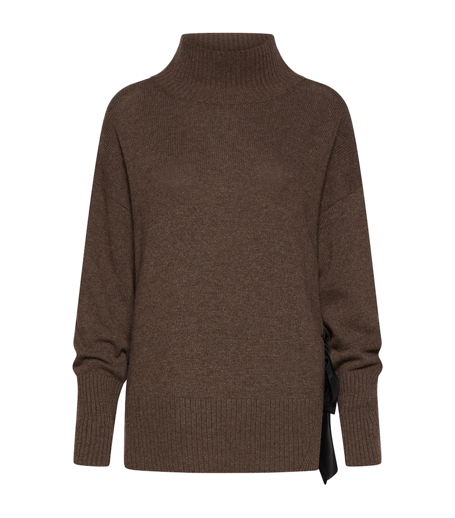 Marella Womens Lace-Detail Sweater Dark Bown Image 1