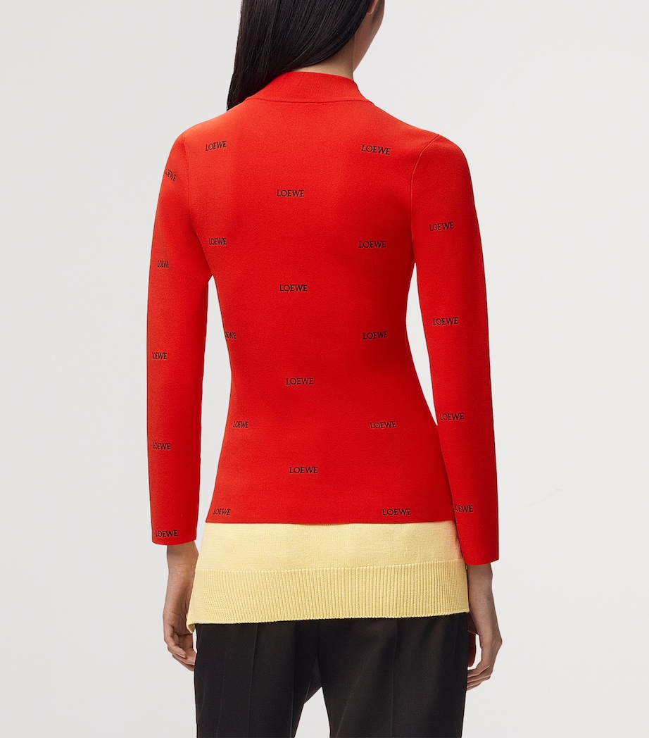 LOEWE Womens All-Over Logo Top Red Image 4