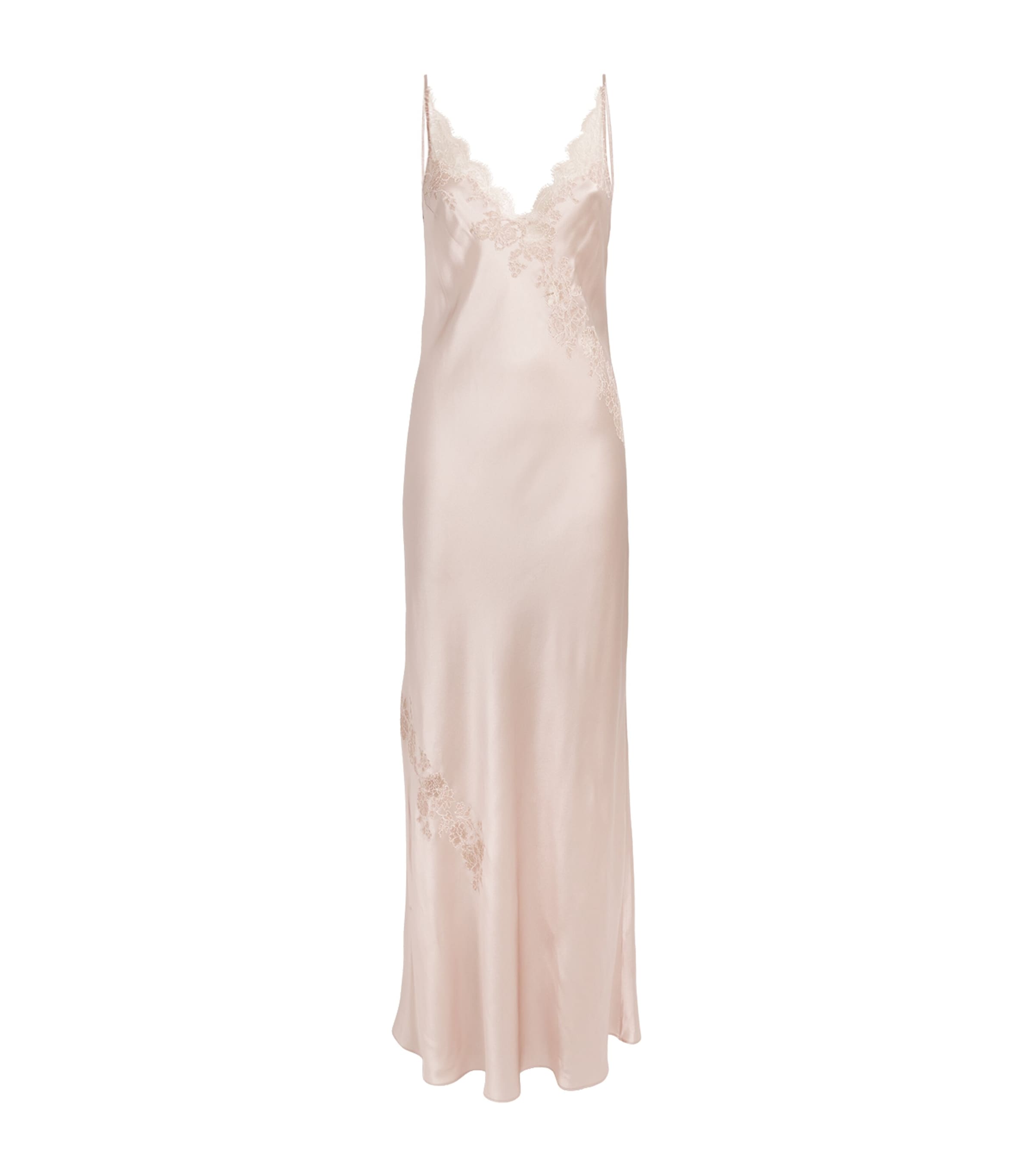 Carine Gilson Silk Lace-trim Nightdress In Pink