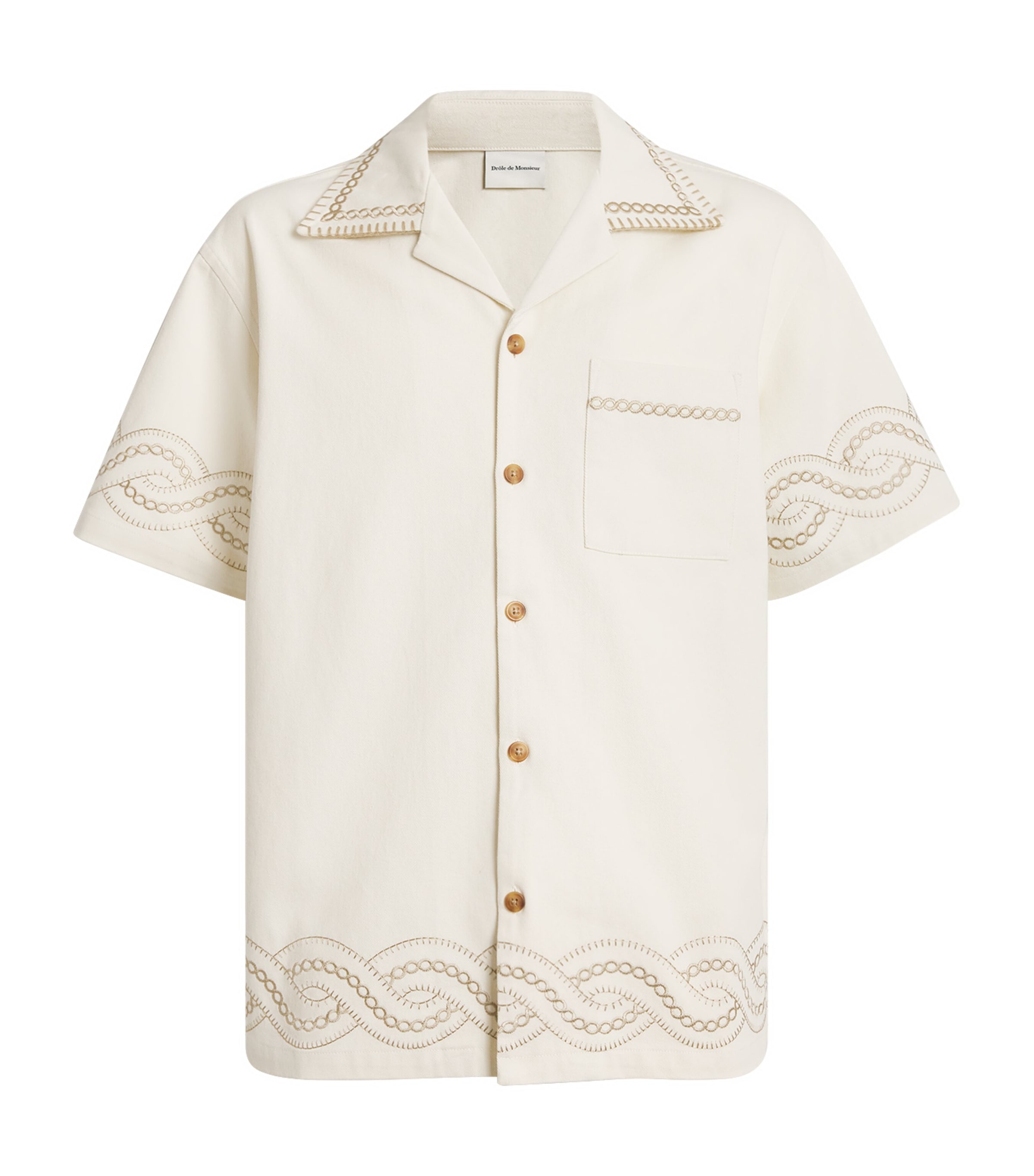 Drôle De Monsieur Cotton Braid-embroidery Short-sleeve Shirt In White