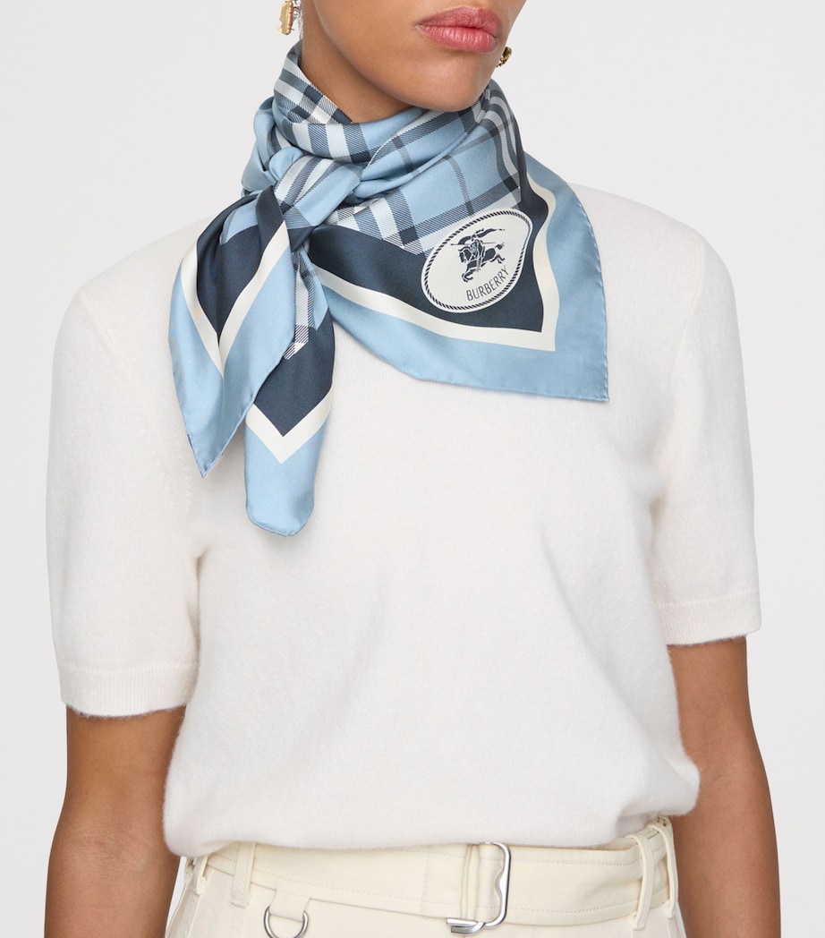 Silk Check Scarf BANK BLUE Image 2