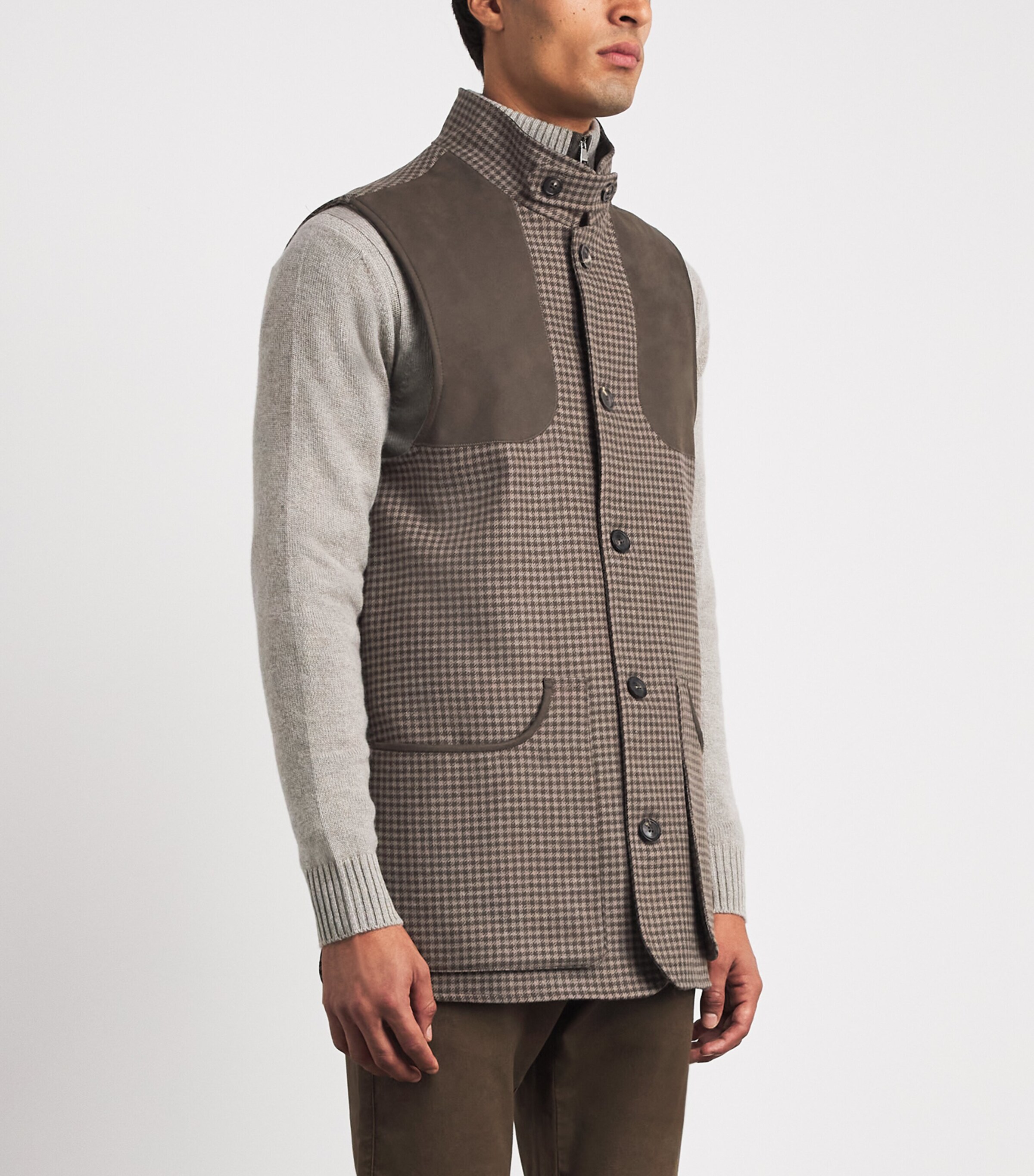 Purdey Mens Wool-Cashmere Tweed Gilet Torridon Check Image 4