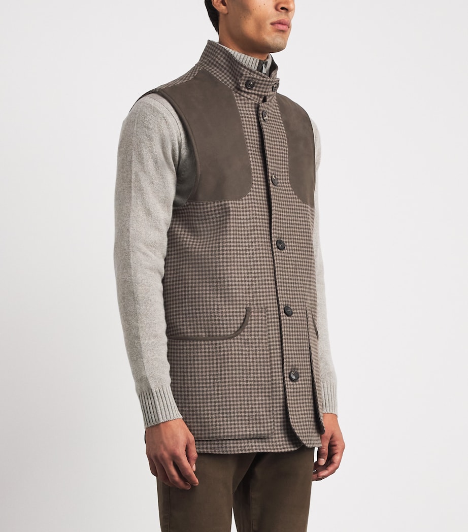 Purdey Mens Wool-Cashmere Tweed Gilet Torridon Check Image 4