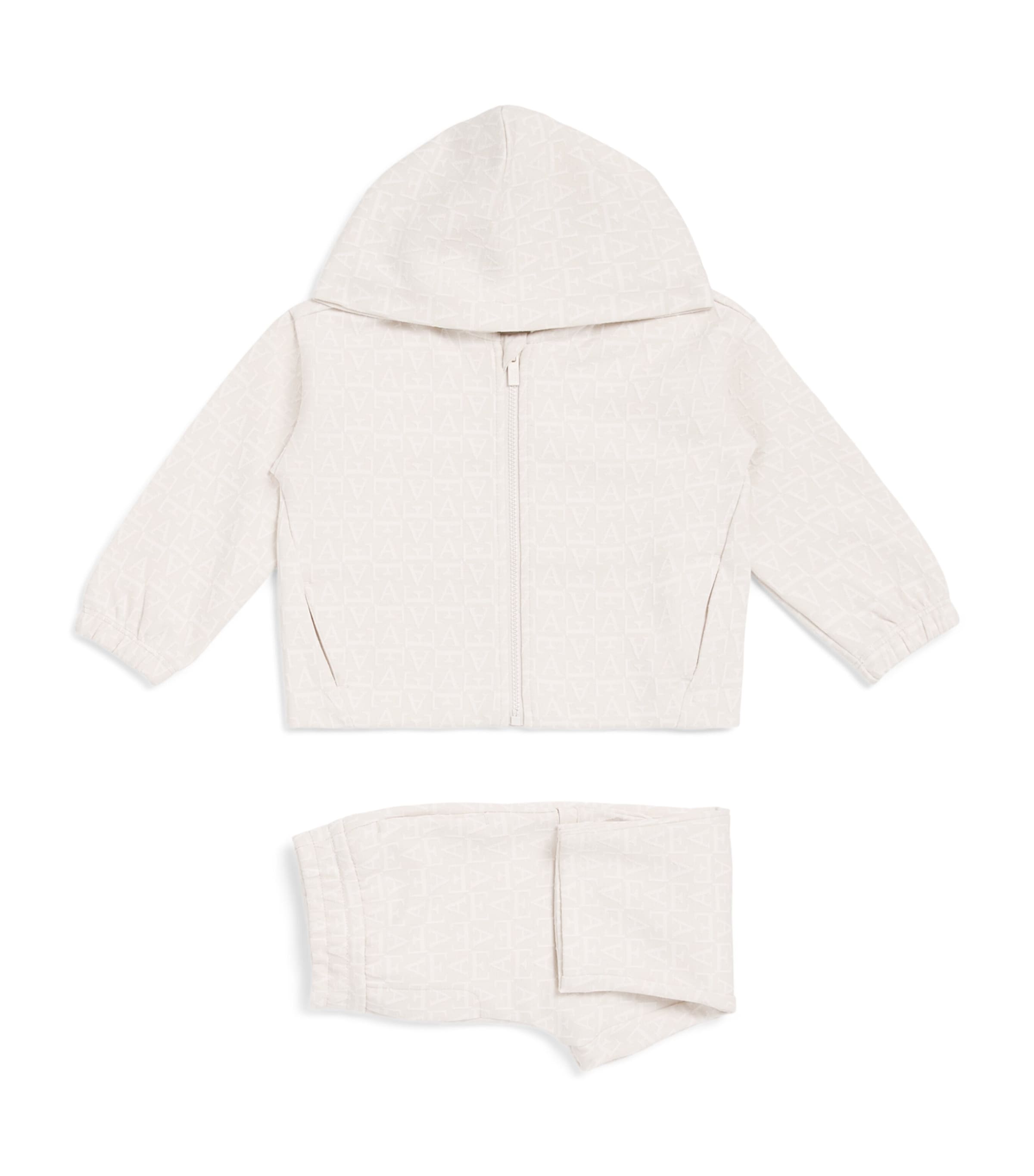 Emporio Armani Kids Logo Hoodie and Sweatpants Set (3-36 Months) White Sand Image 1