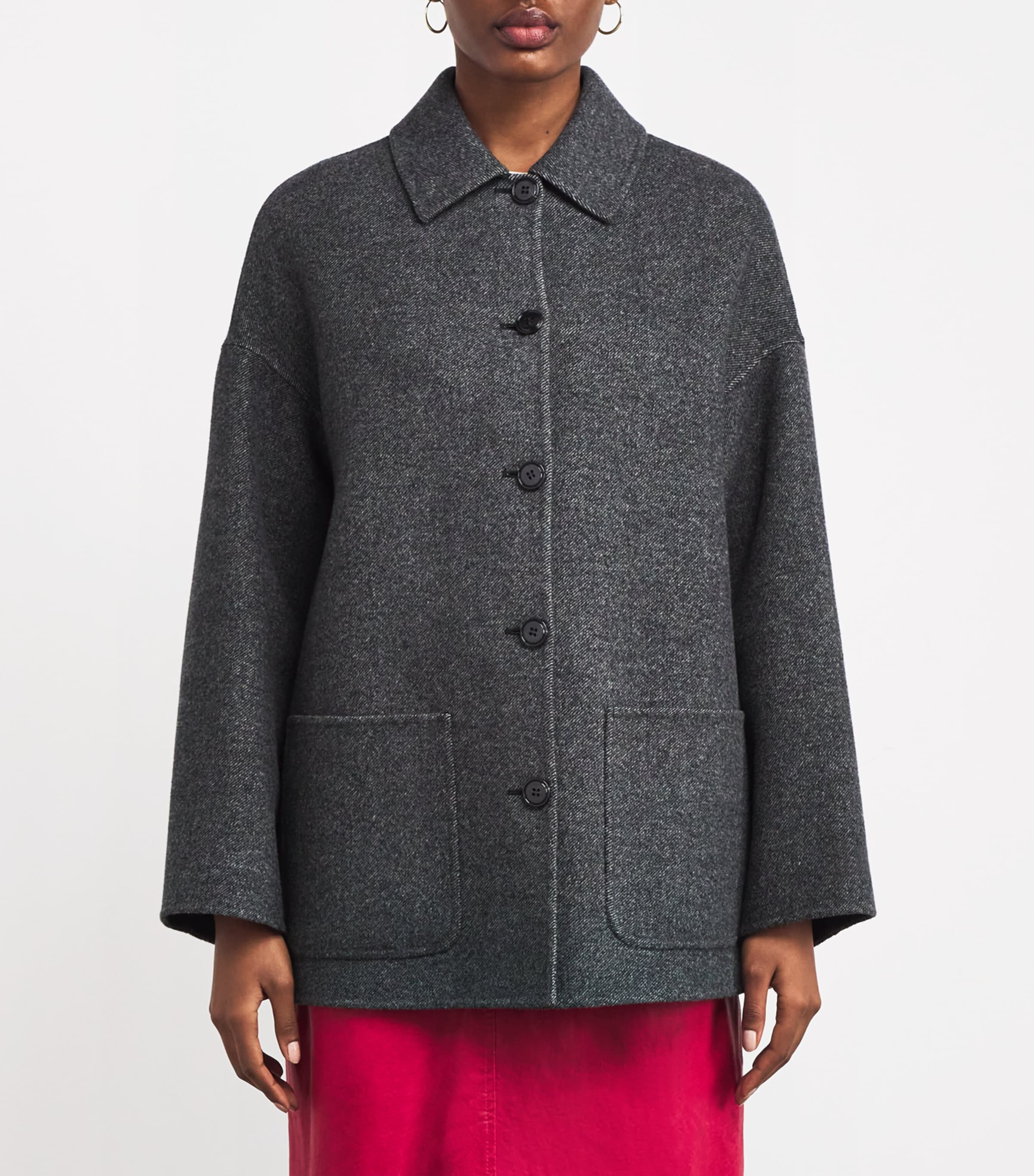 Virgin Wool Short Coat BLACK Image 3
