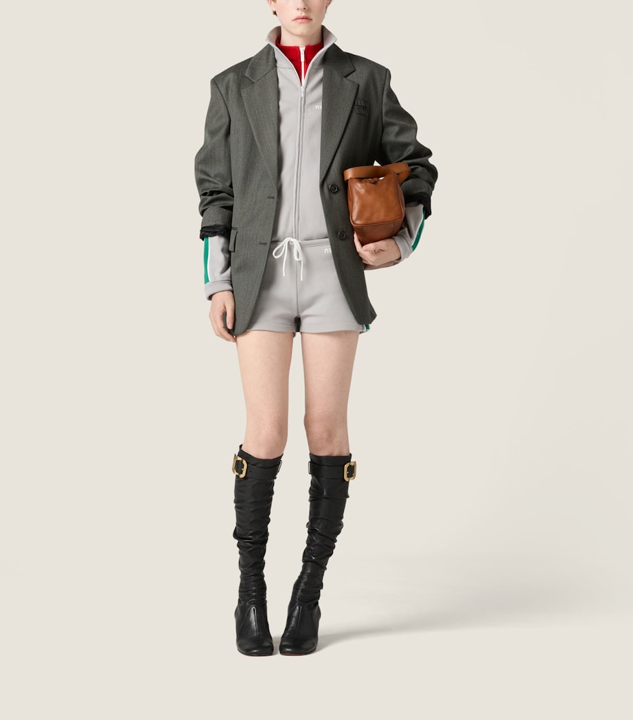 Miu Miu Womens Technical Yarn Zipped Sweatshirt Image 2