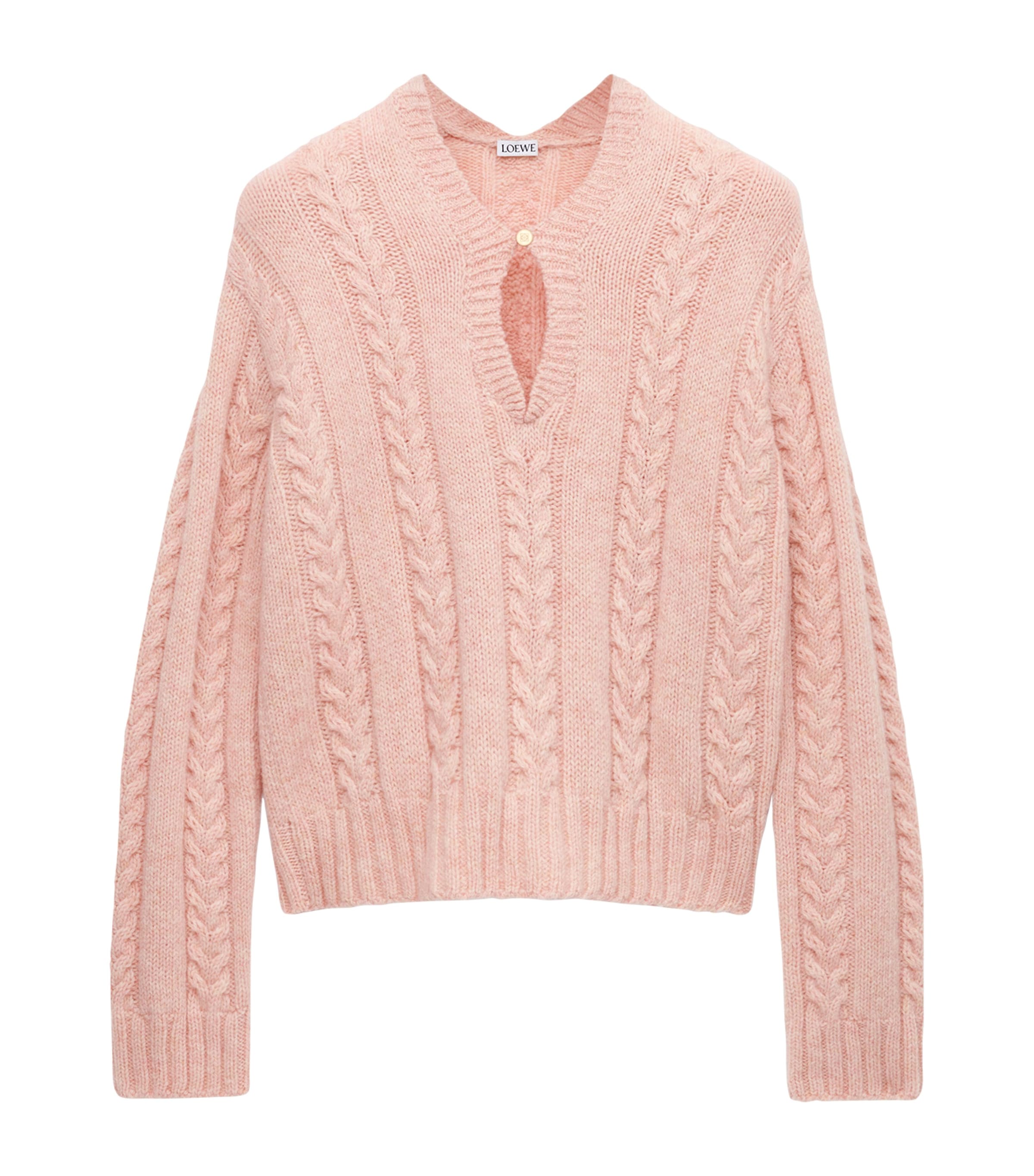 Loewe Wool Cable-knit Sweater In Pink