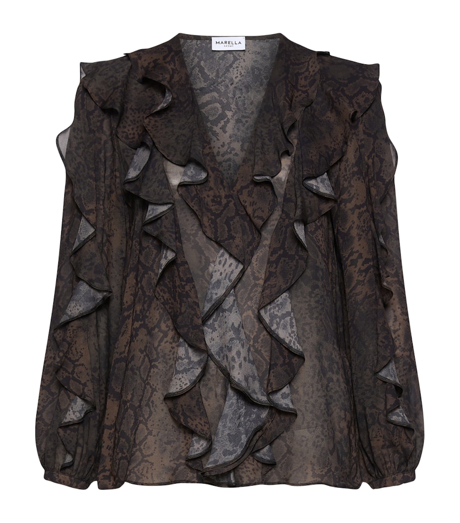 Marella Womens Georgette Snake Print Blouse Brown Image 1