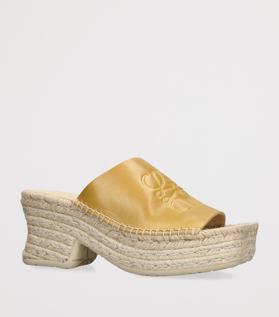 Leather Petal Espadrille Wedge Sandals 80 YELLOW Image 3