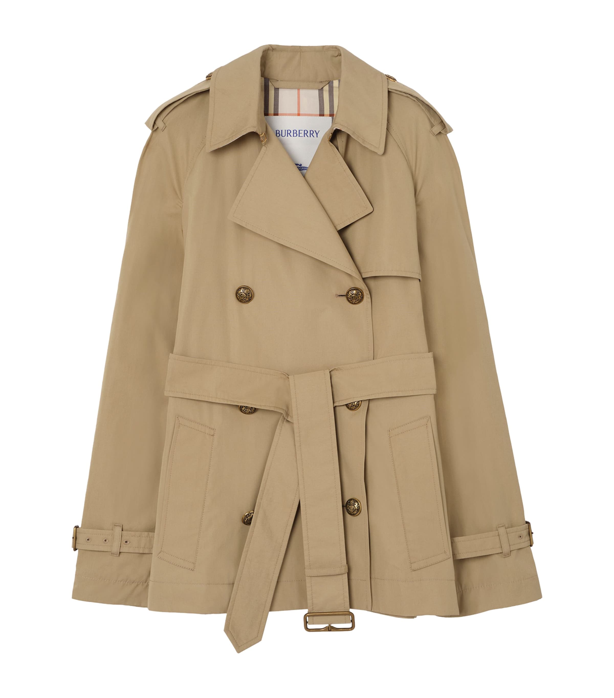 Burberry Womens Short Belgravia Trench Coat Sparrow Beige Image 1