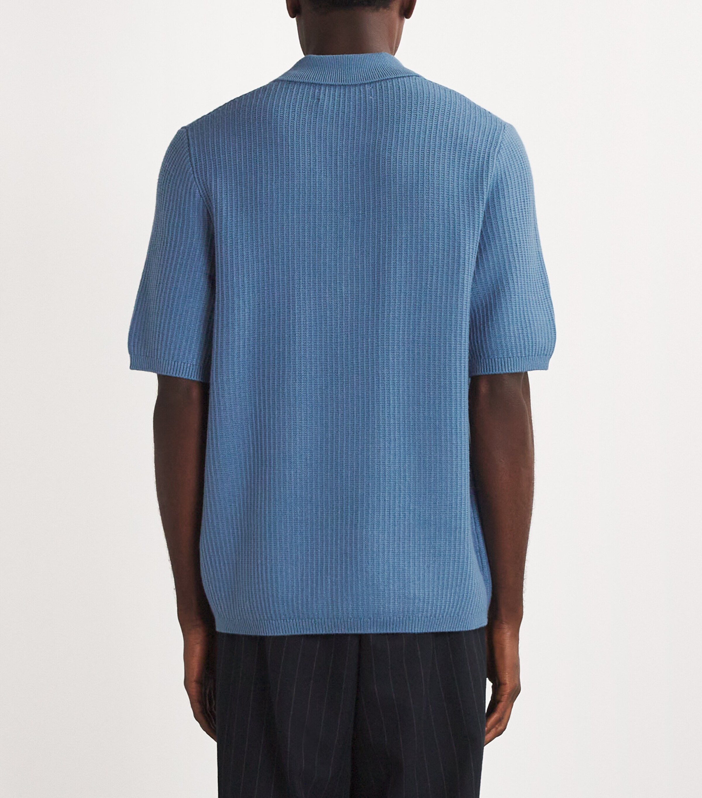 Samsøe Samsøe Mens Sadem Knitted Polo Shirt Coronet Blue Image 4