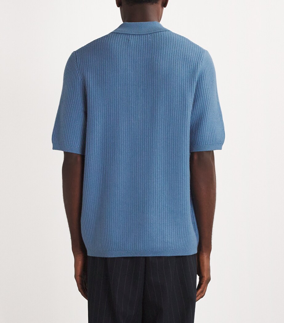 Samsøe Samsøe Mens Sadem Knitted Polo Shirt Coronet Blue Image 4