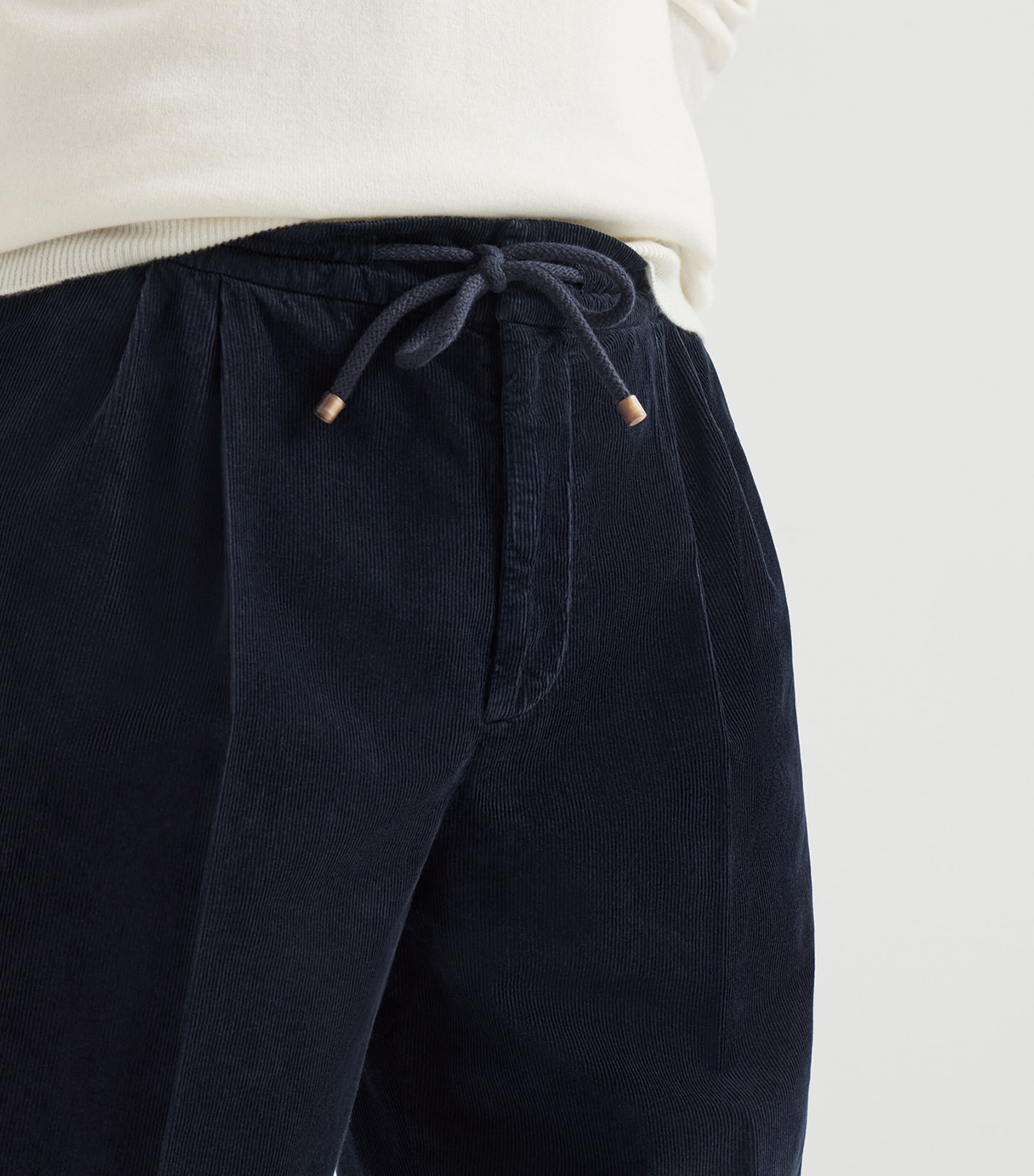Brunello Cucinelli Mens Cotton Drawstring Trousers Navy Image 6
