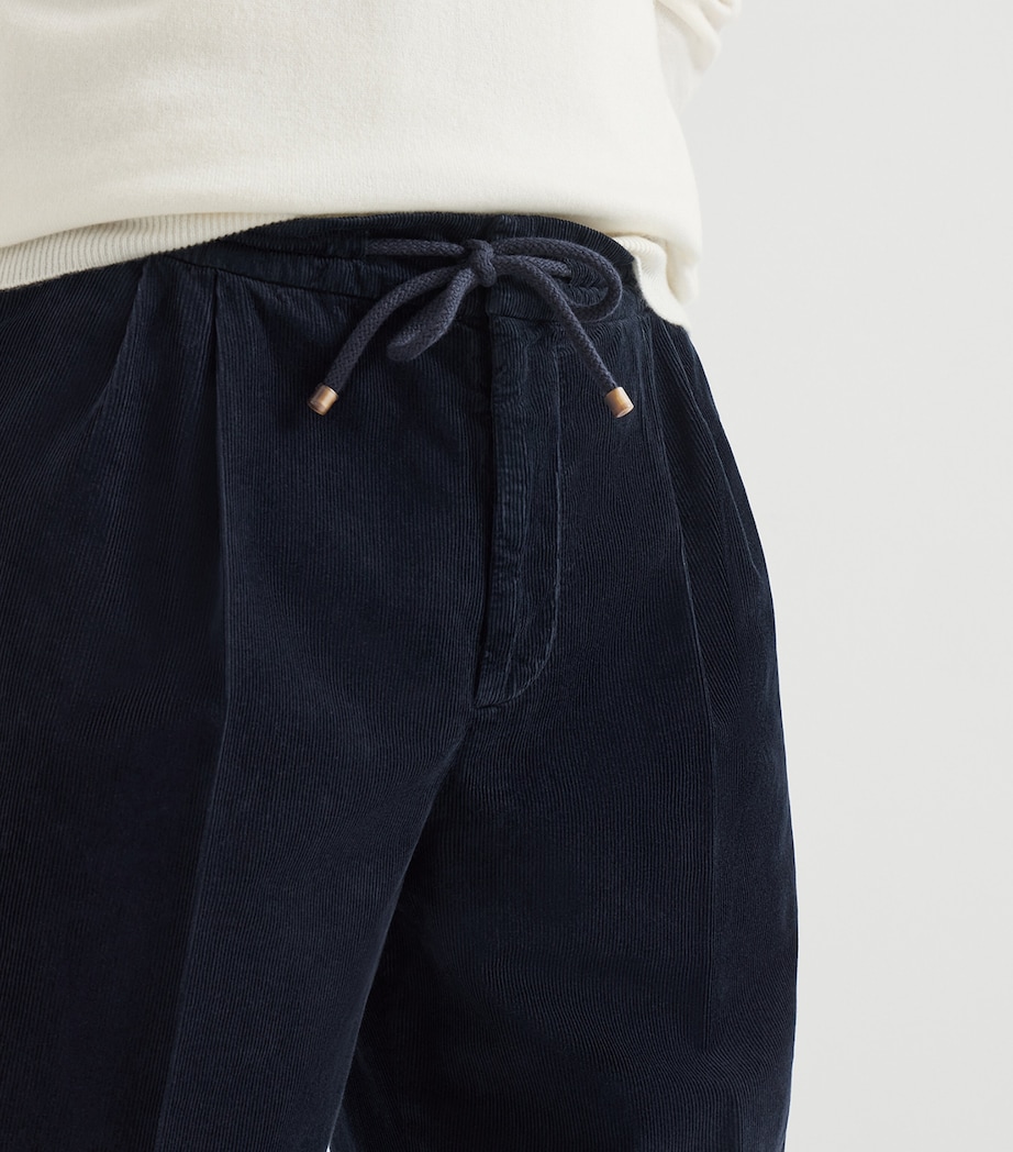 Brunello Cucinelli Mens Cotton Drawstring Trousers Navy Image 6