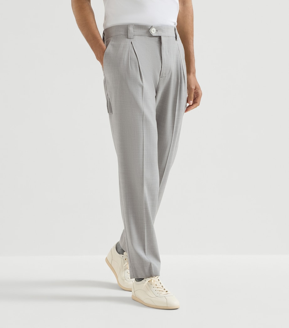 Brunello Cucinelli Mens Virgin Wool Pleated Trousers Image 4