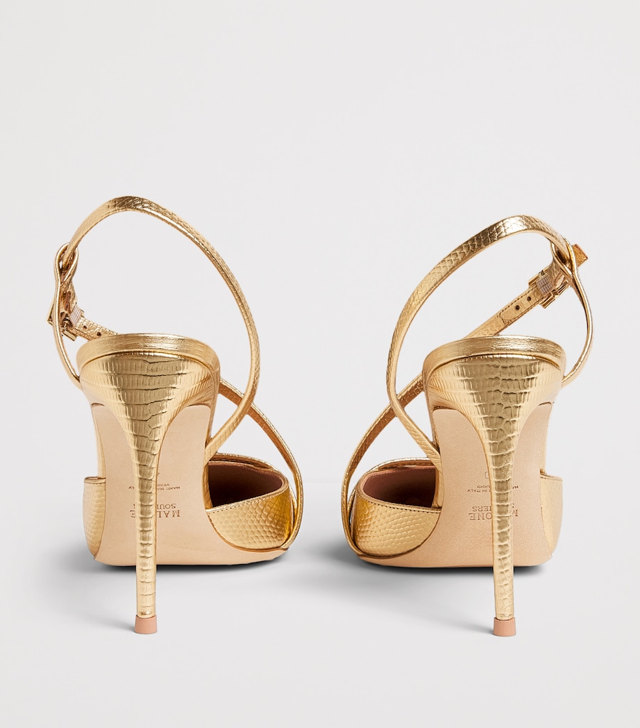 Malone Souliers x Harrods Exclusive Metallic Leather Embossed Valeria Slingback Pumps 90 Antique Gold Image 5