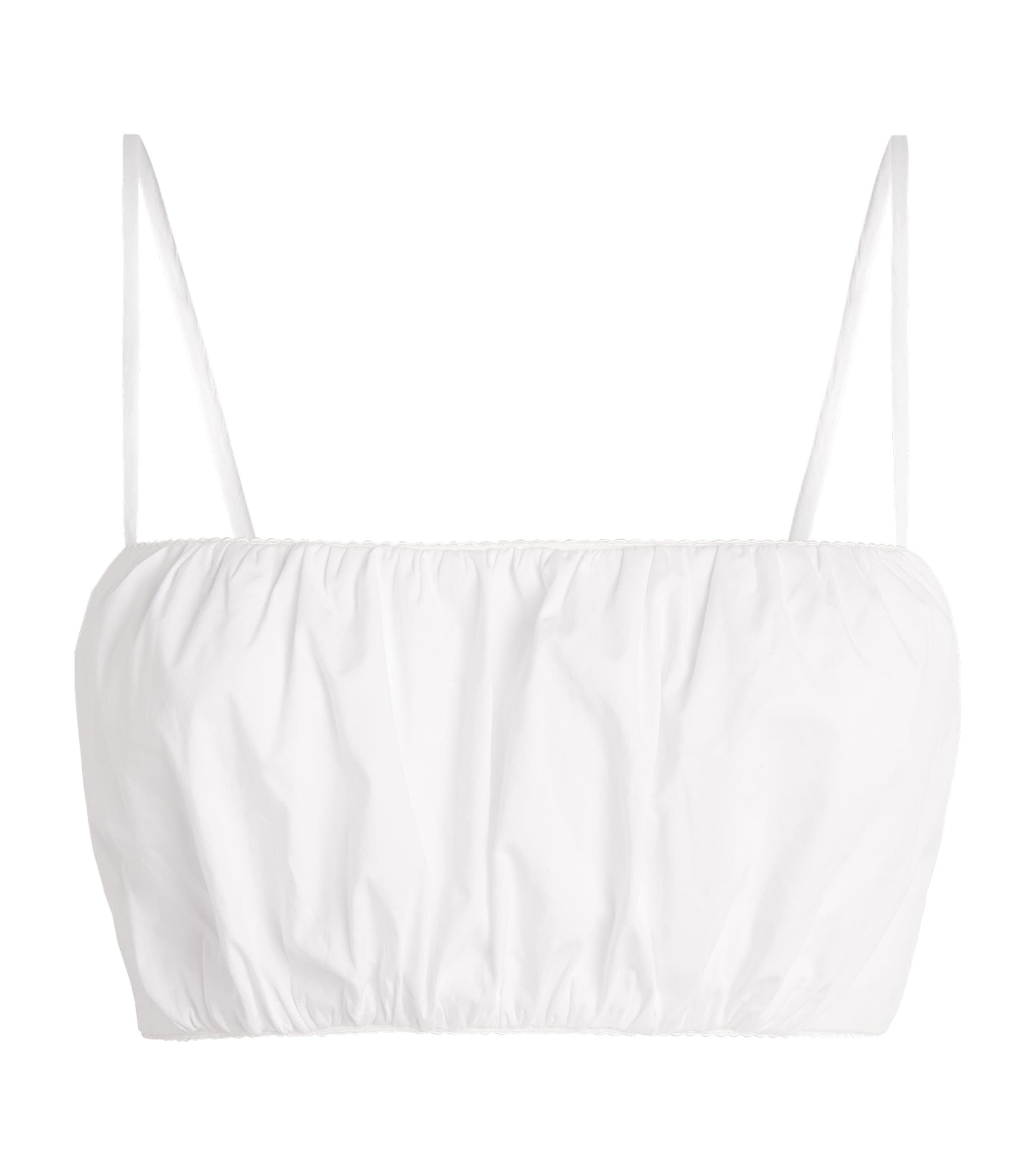 STAUD Womens Stretch-Cotton Fiore Crop Top White Image 1