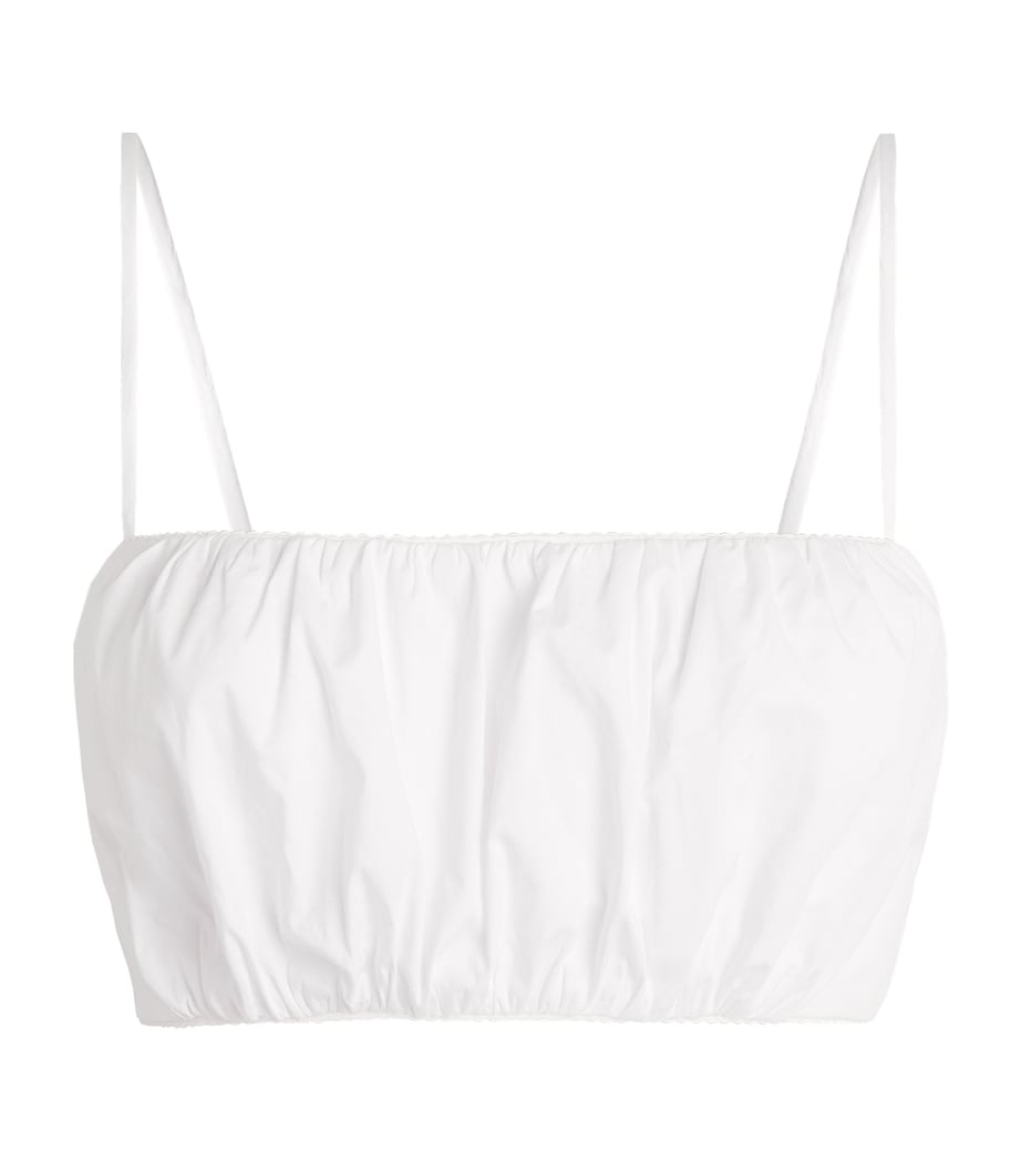 STAUD Womens Stretch-Cotton Fiore Crop Top White Image 1