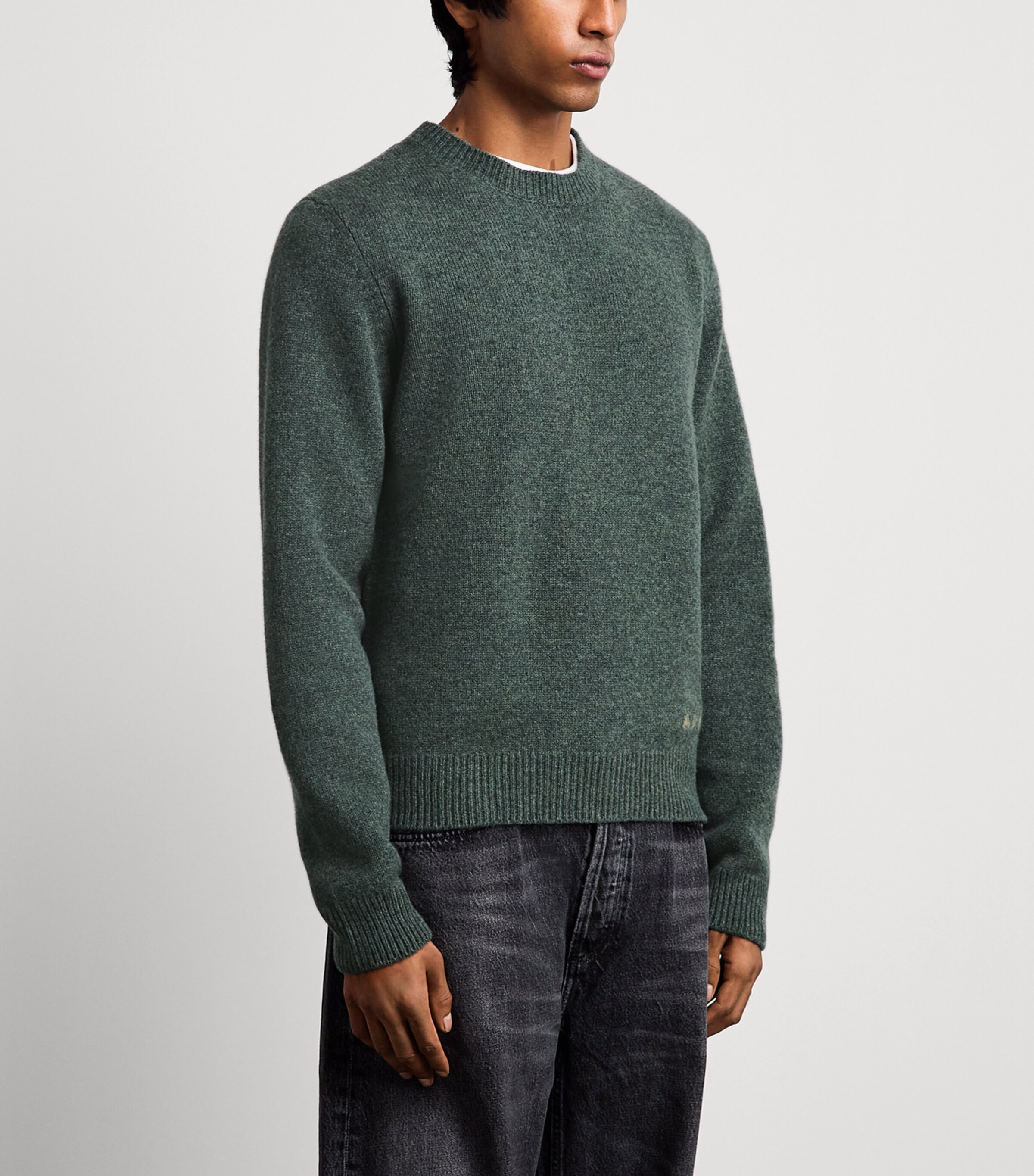 A.P.C. Mens Wool Logo Edmond Sweater Pka Heathered Green Image 4