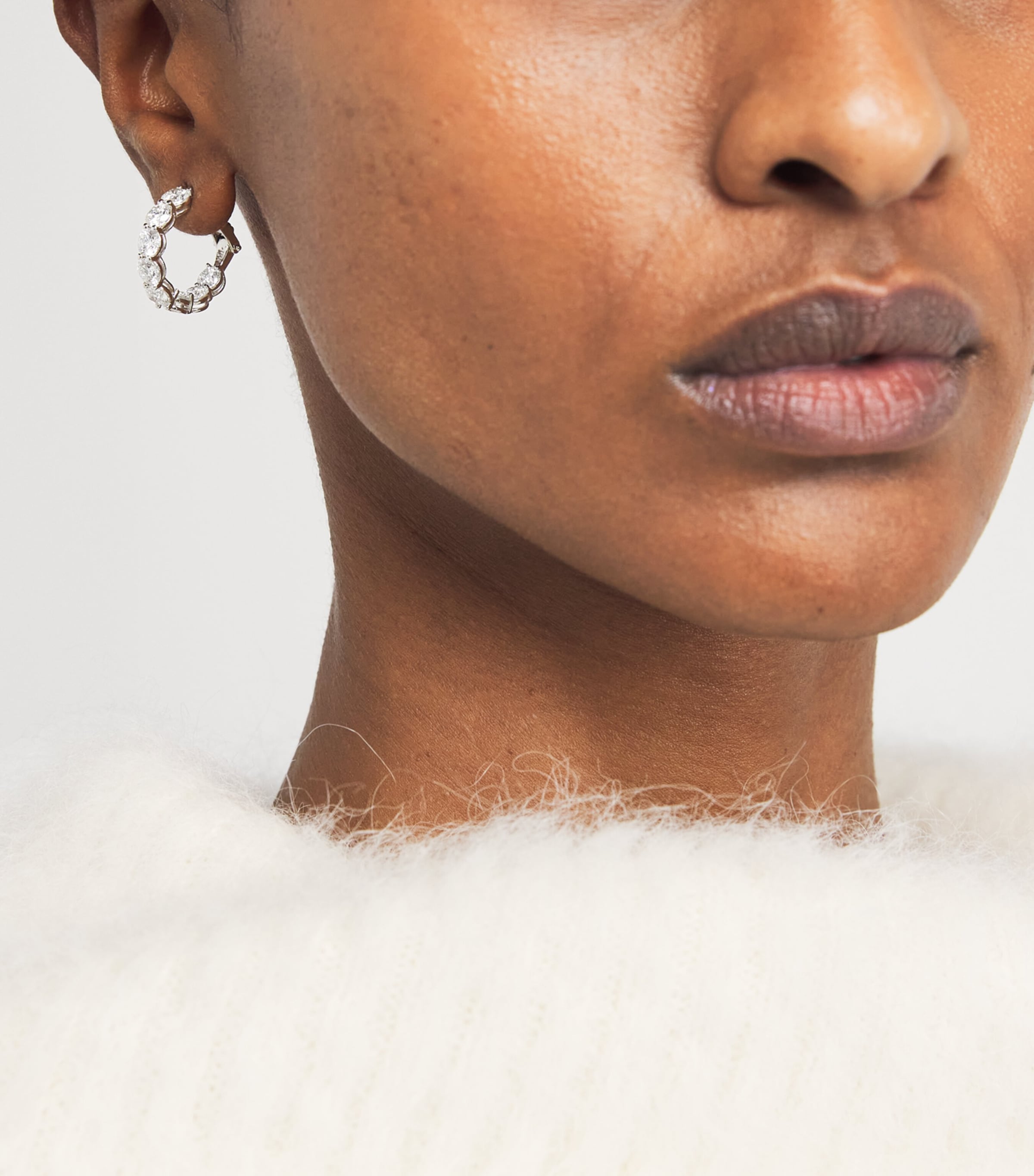 White Gold and Diamond Hoop Earrings (4.54ctw) WHITE GOLD Image 2