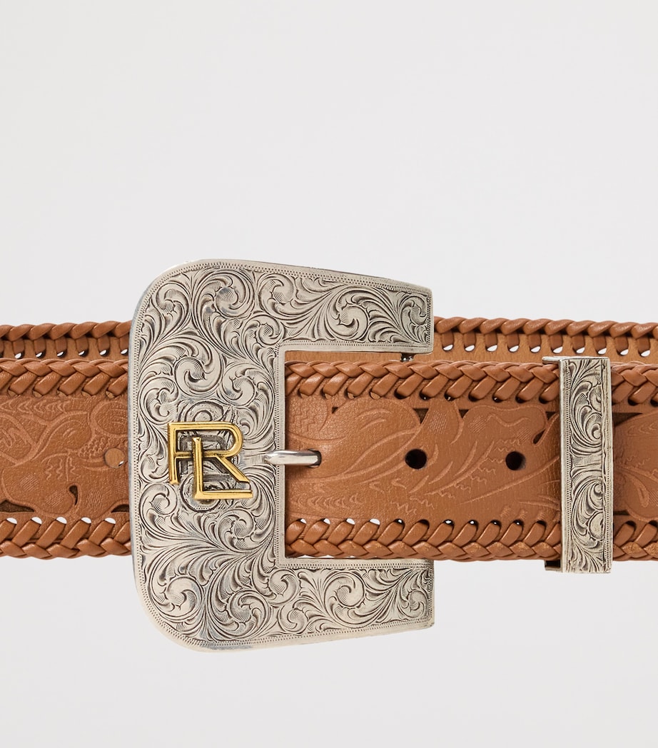 Leather Tooled-Buckle Belt RL GOLD Image 2